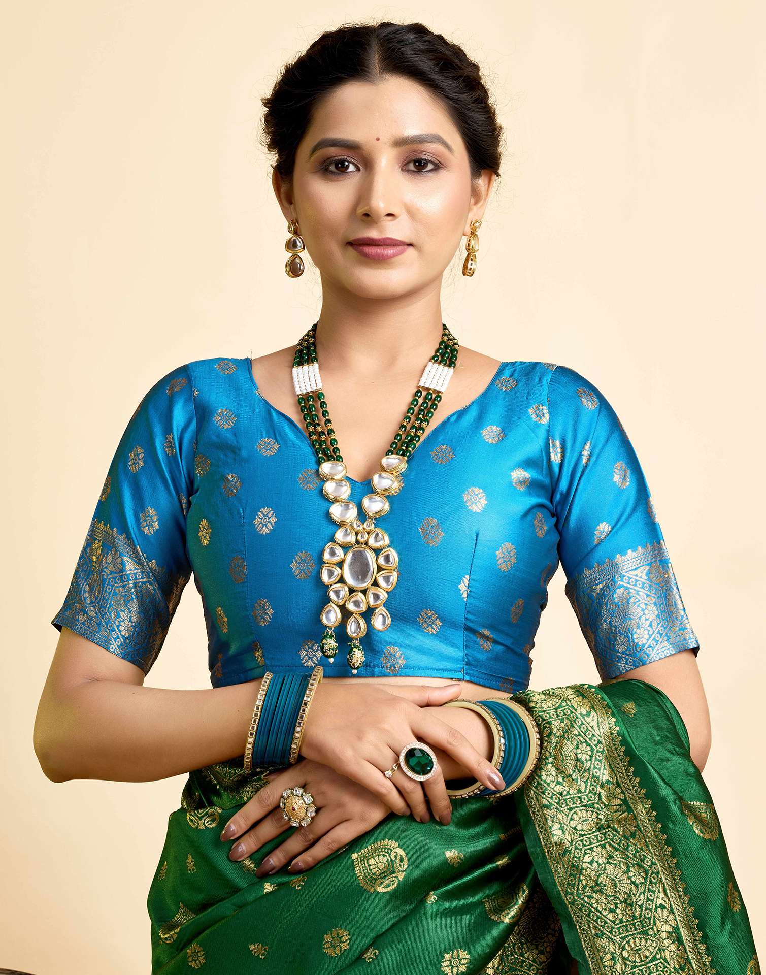Dark Green Silk Woven Banarasi Saree