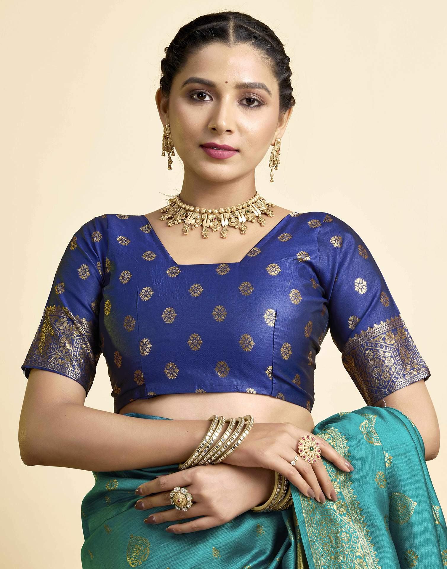 Teal Green Silk Woven Banarasi Saree