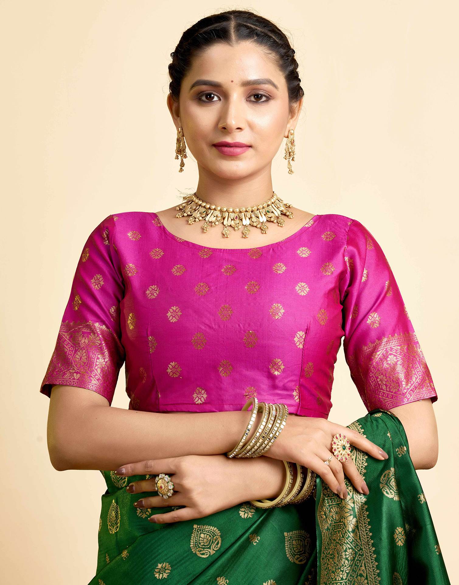 Dark Green Silk Woven Banarasi Saree