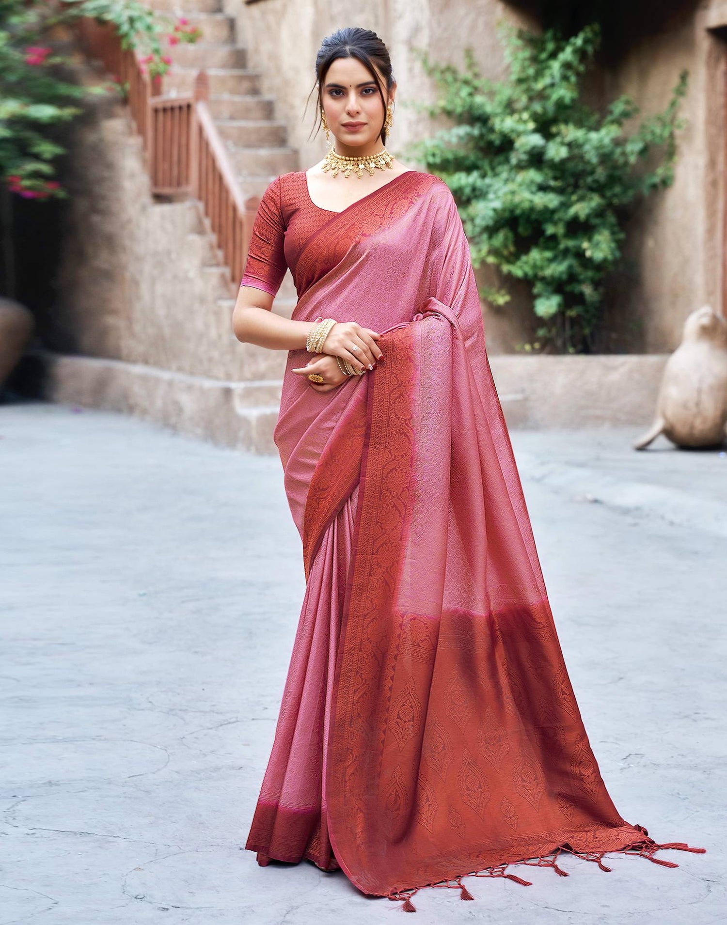 Red Silk Woven Kanjivaram Saree