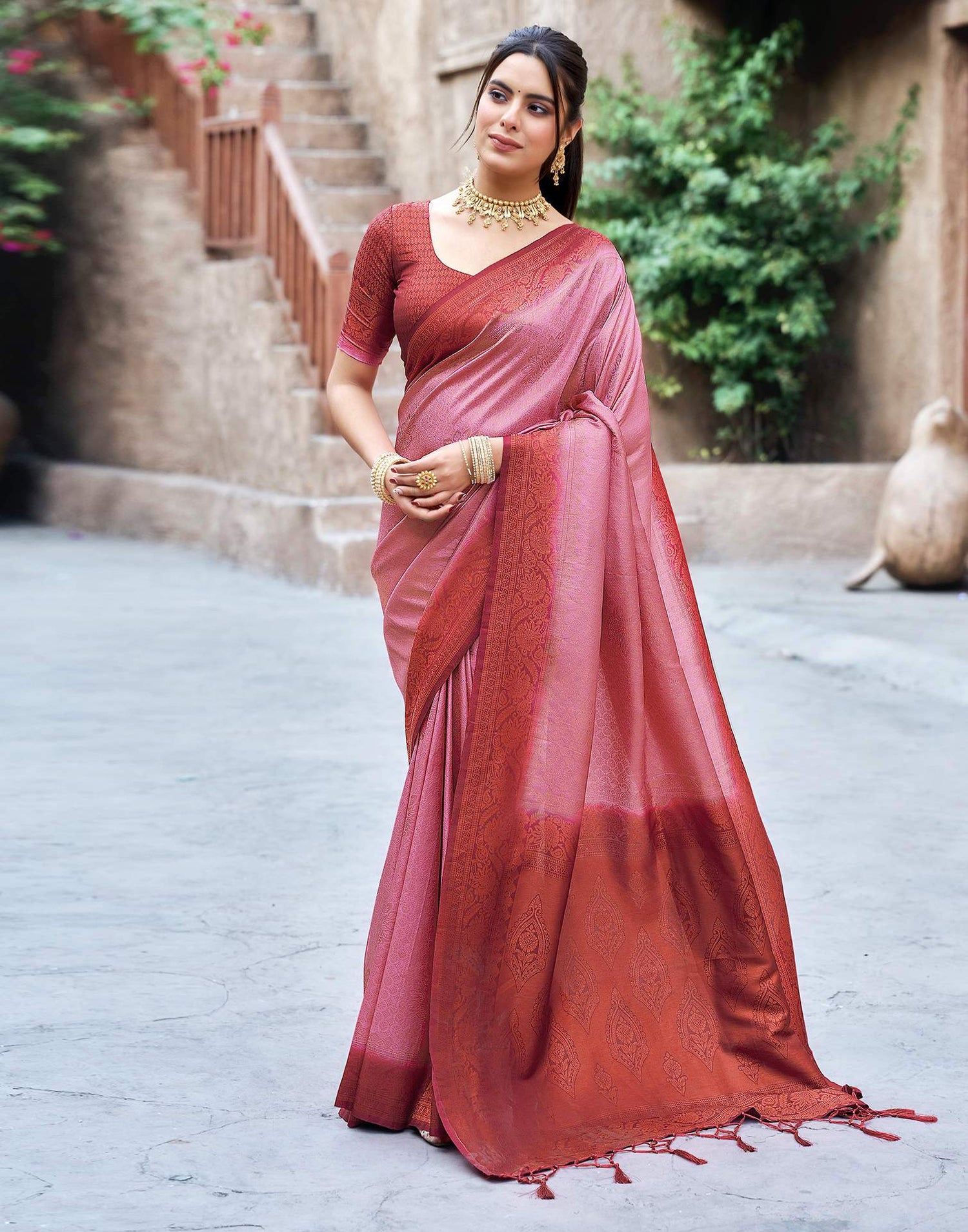 Red Silk Woven Kanjivaram Saree
