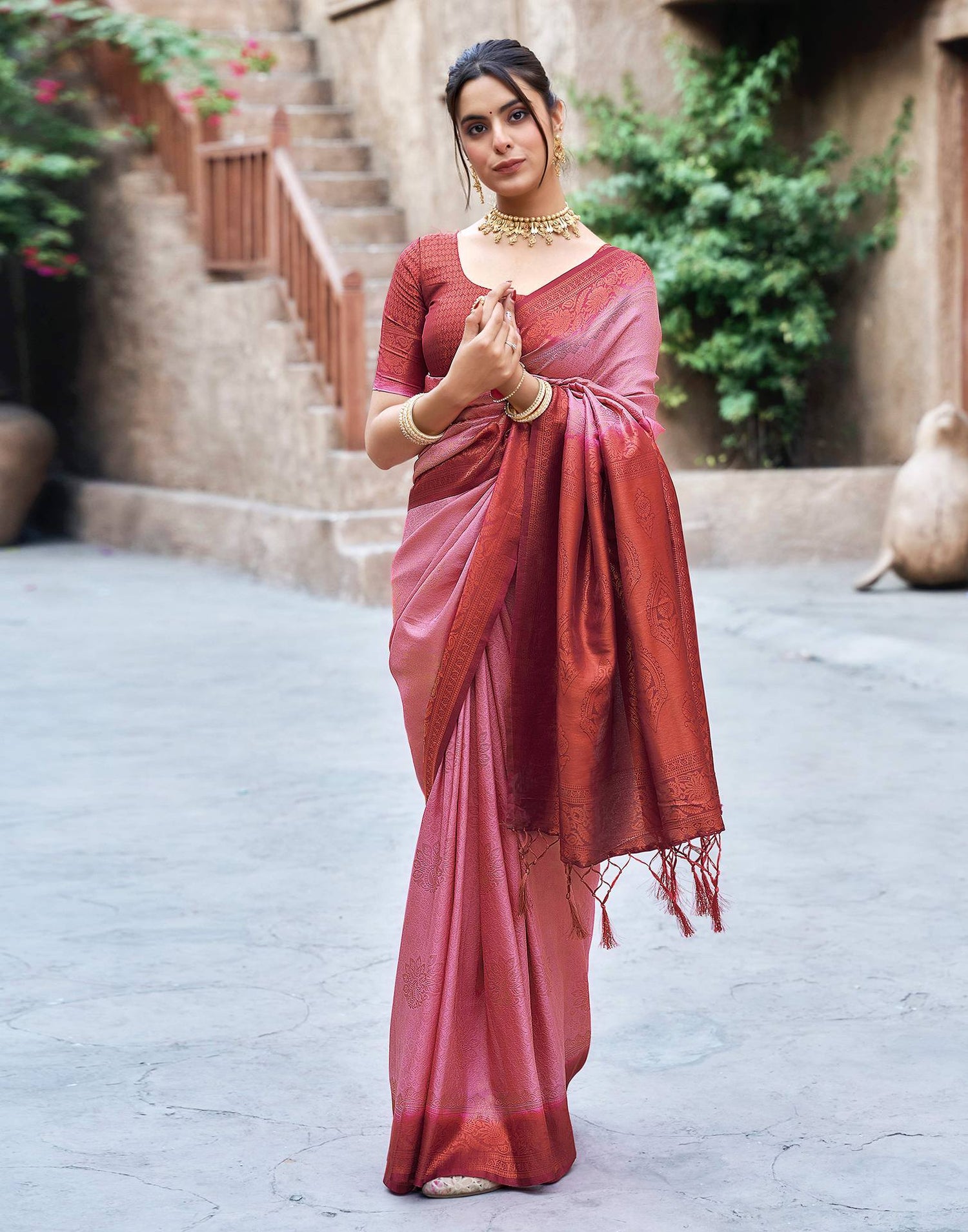Red Silk Woven Kanjivaram Saree