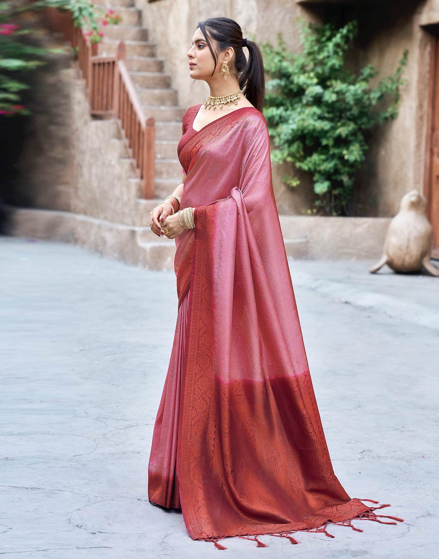 Red Silk Woven Kanjivaram Saree