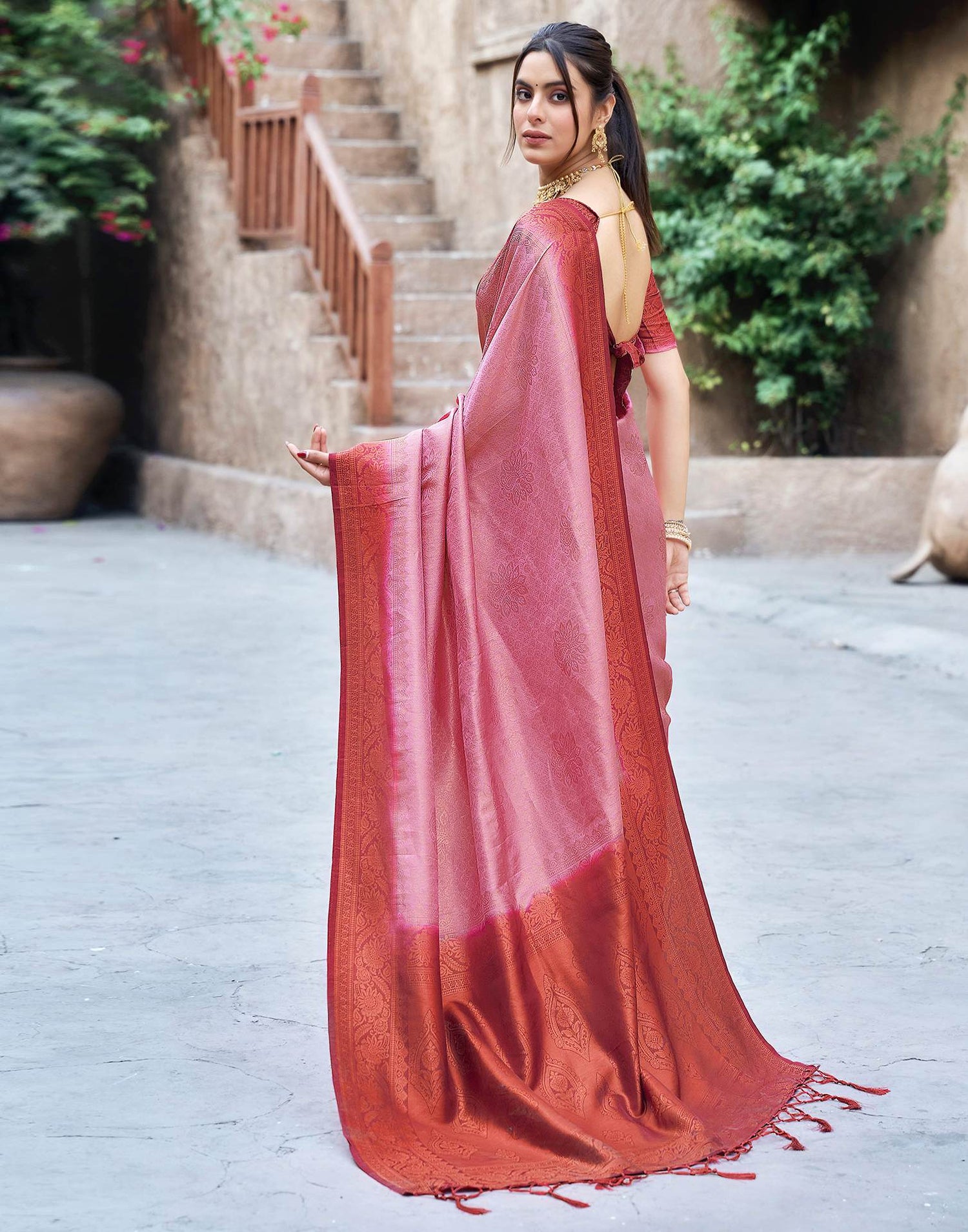 Red Silk Woven Kanjivaram Saree