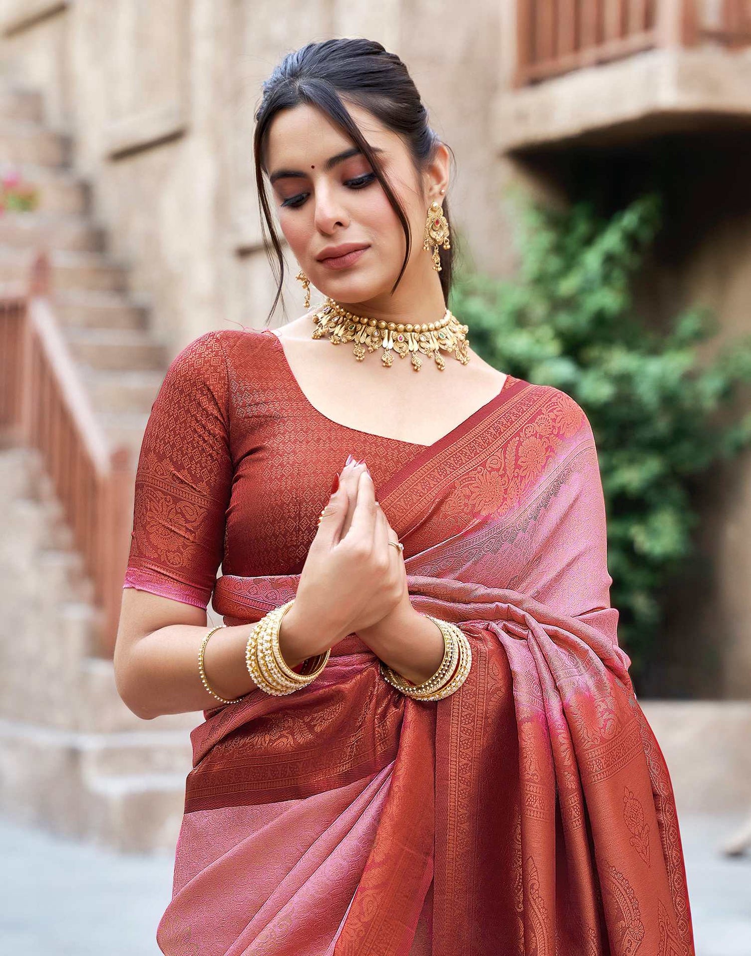 Red Silk Woven Kanjivaram Saree