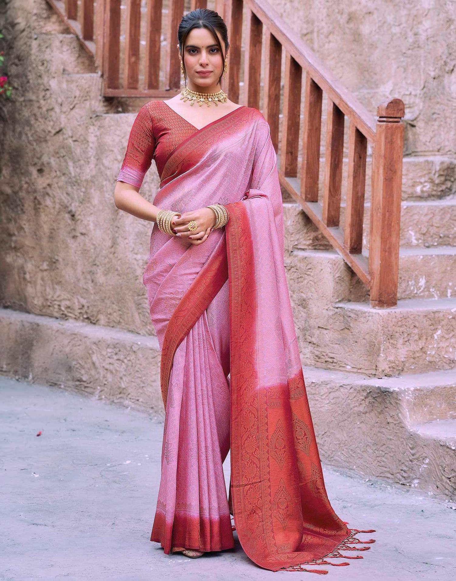 Red Silk Woven Kanjivaram Saree