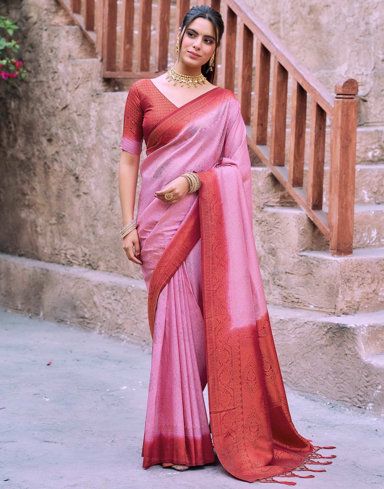 Red Silk Woven Kanjivaram Saree
