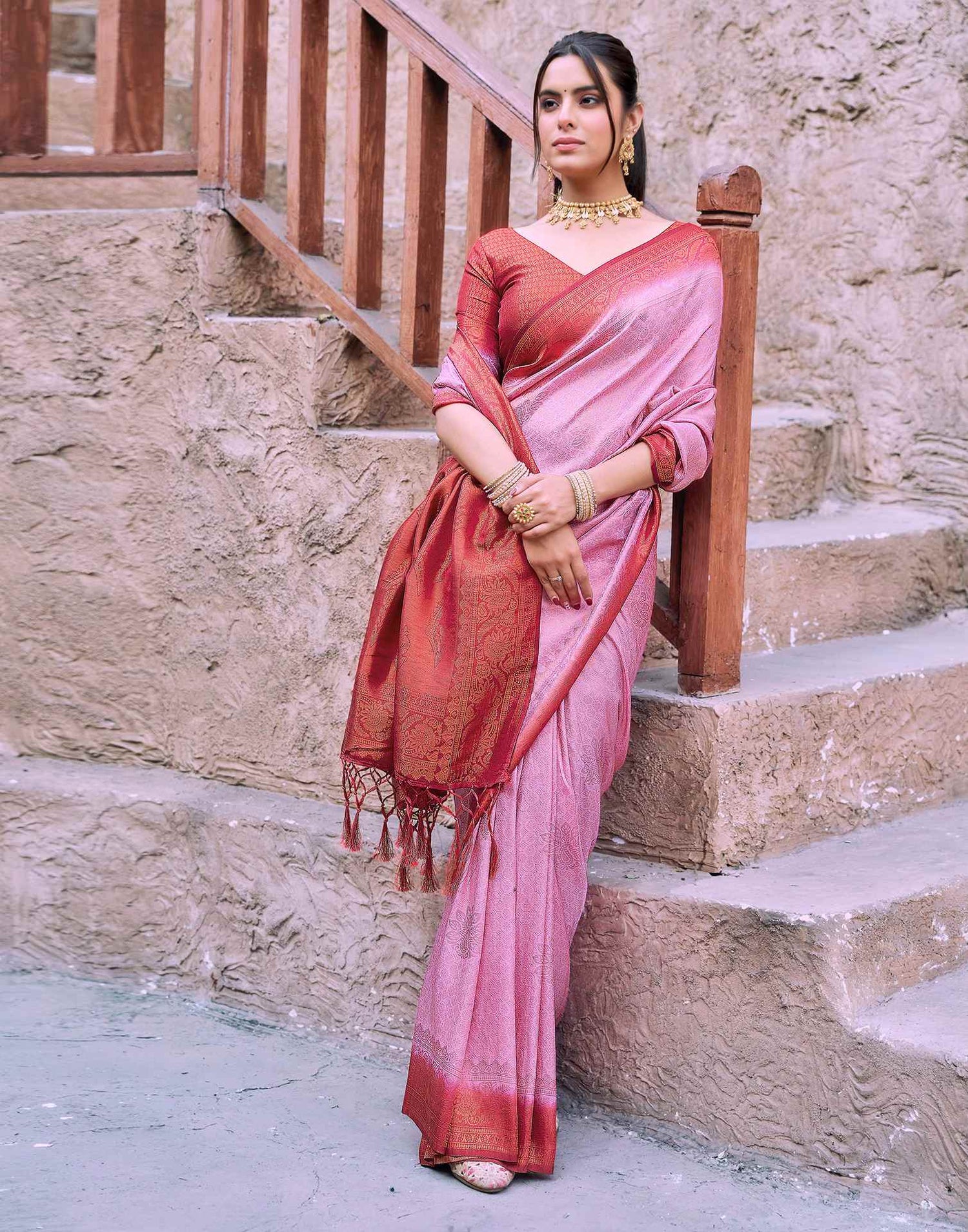 Red Silk Woven Kanjivaram Saree