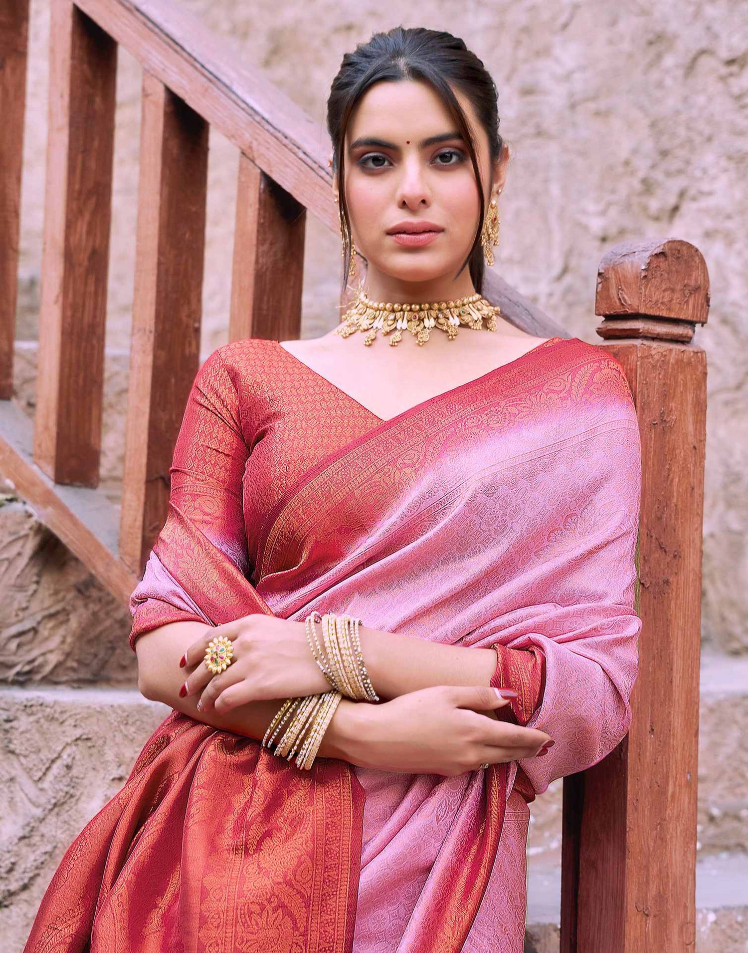 Red Silk Woven Kanjivaram Saree