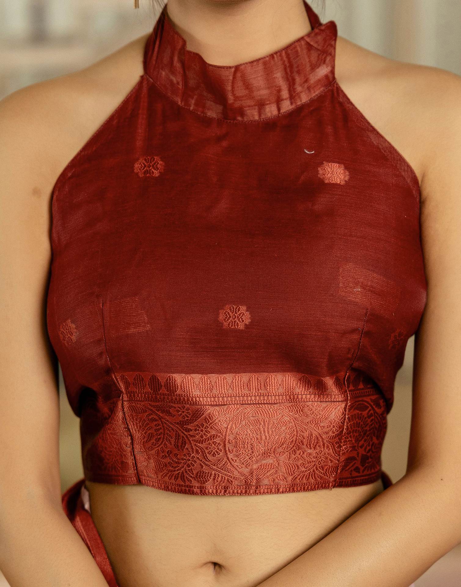 Light Pink Chanderi Floral Printed Saree