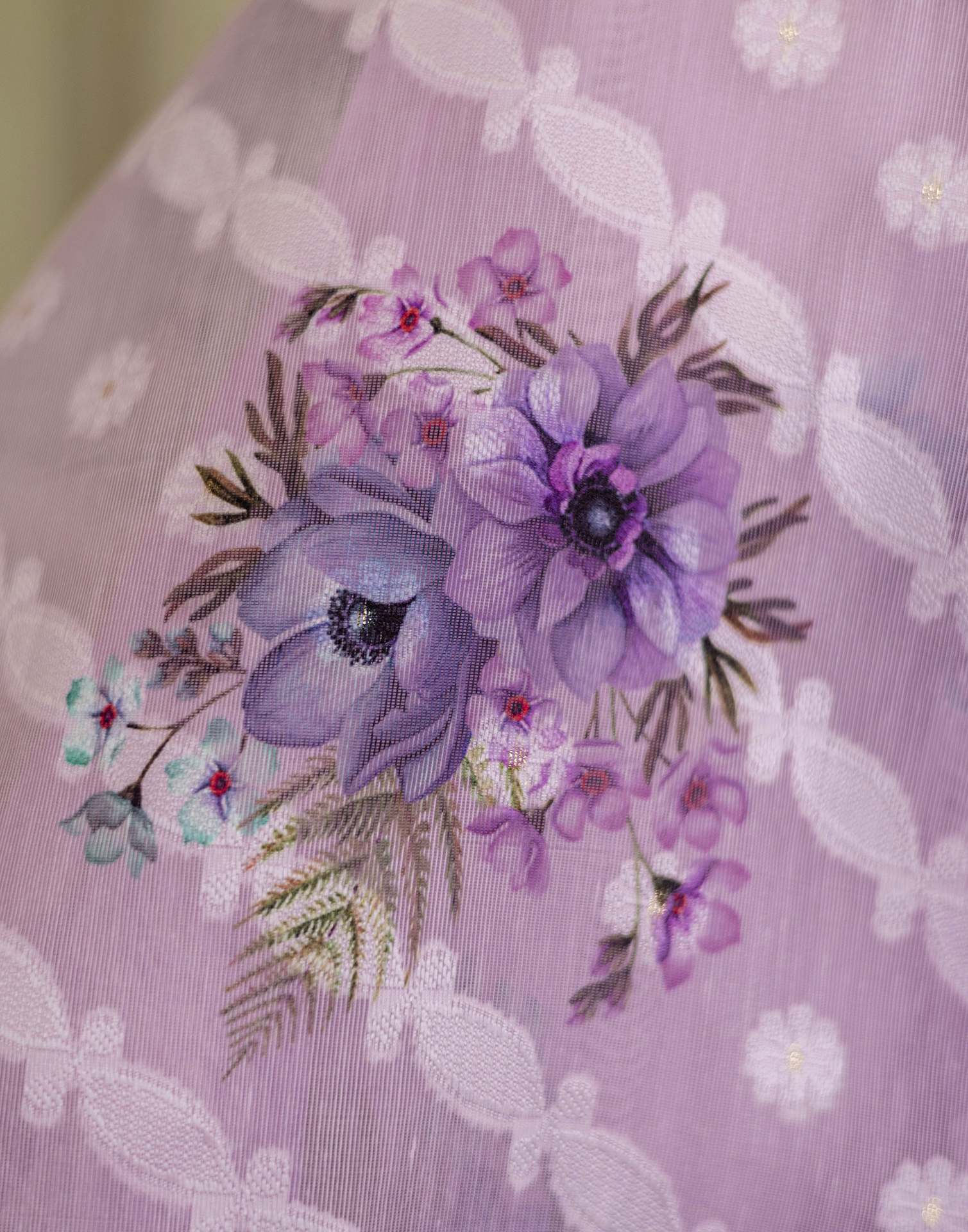 Light PurPle Chanderi Floral Printed Saree