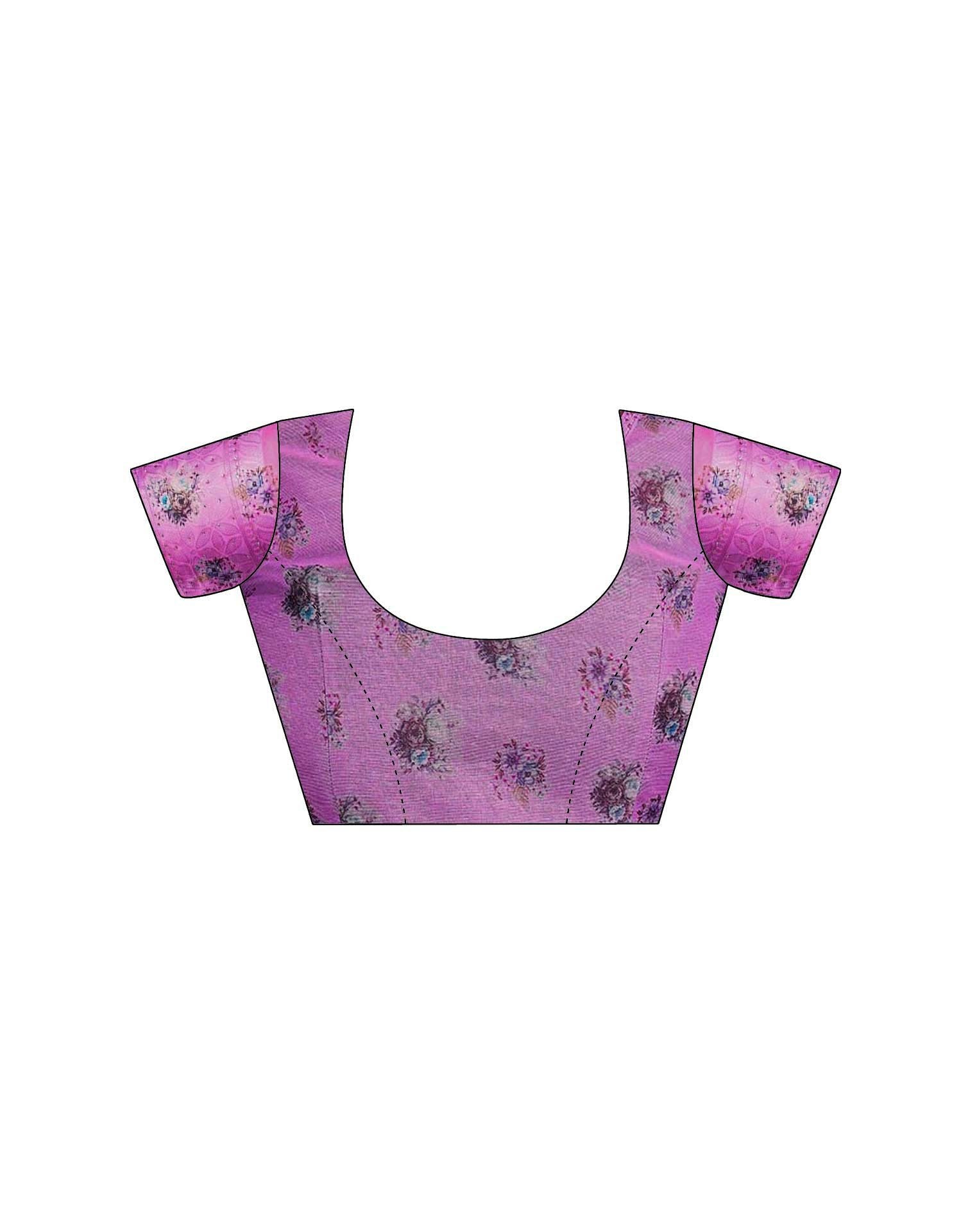 Light PurPle Chanderi Floral Printed Saree