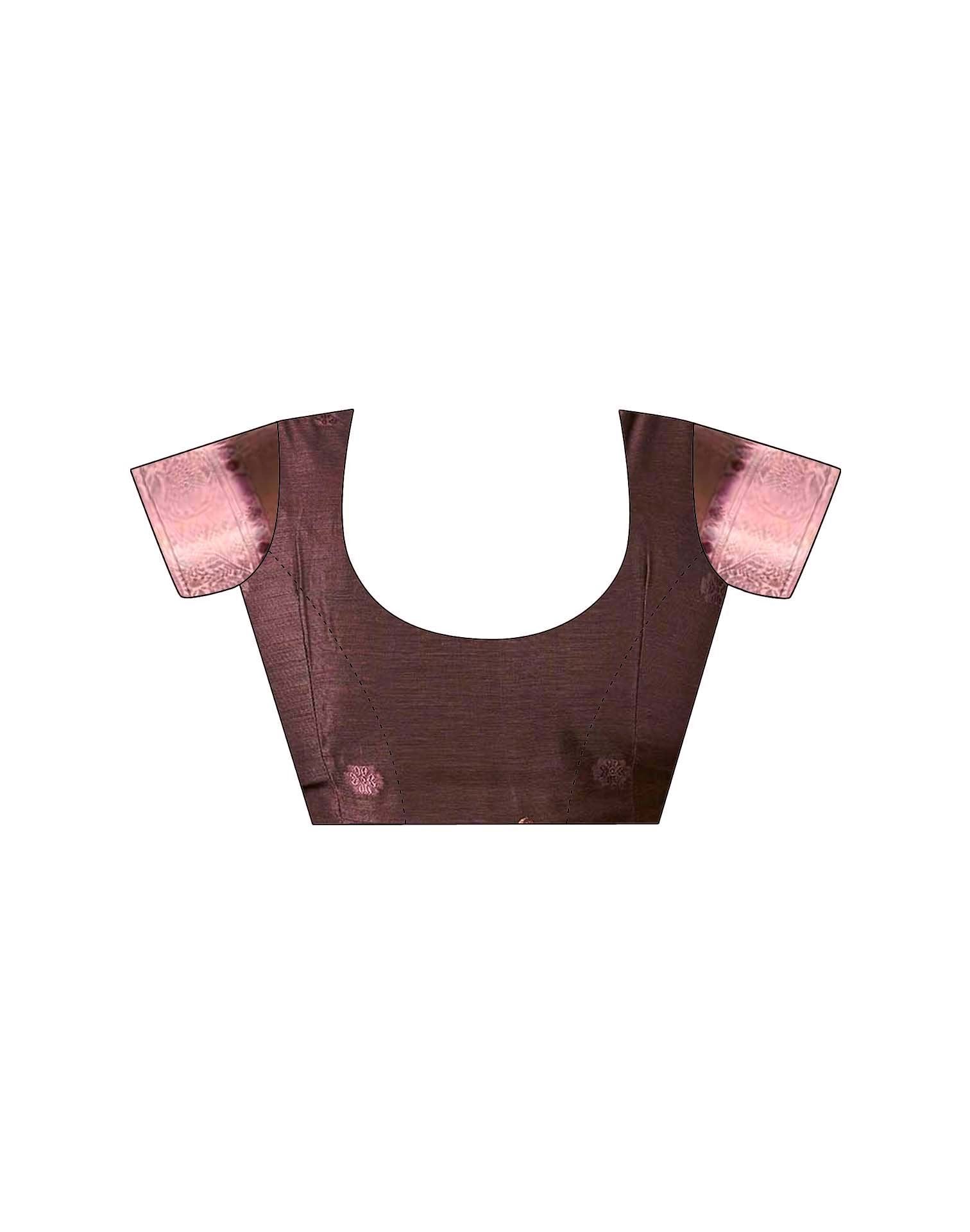 Baby Pink Chanderi Floral Printed Saree