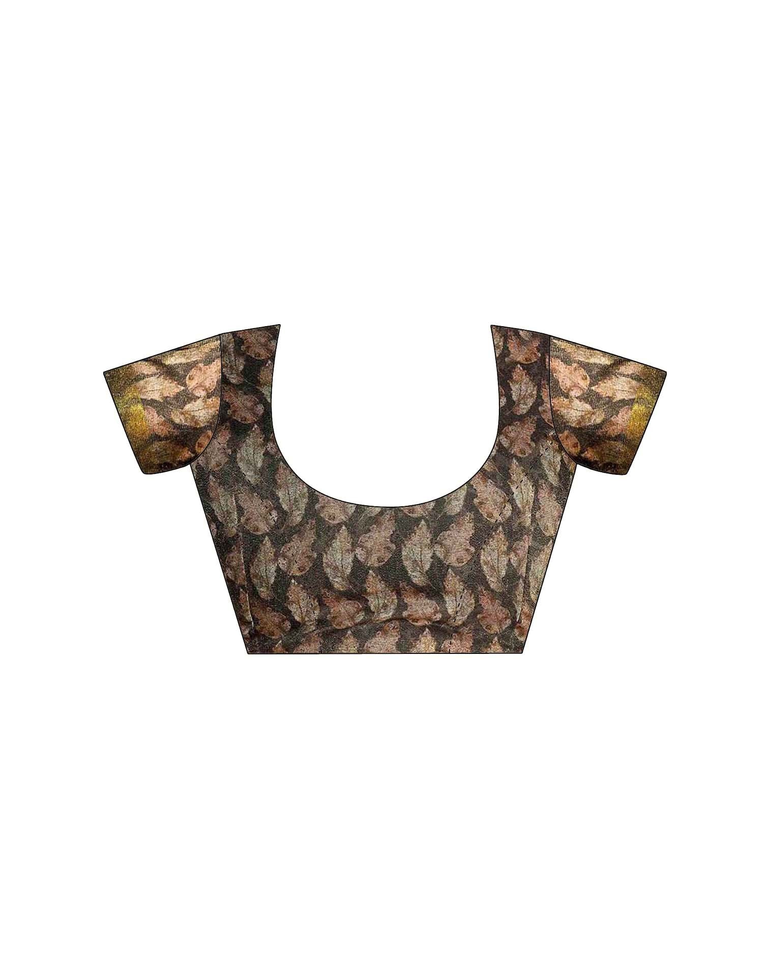 Coffee Brown Shimmer Printed Saree