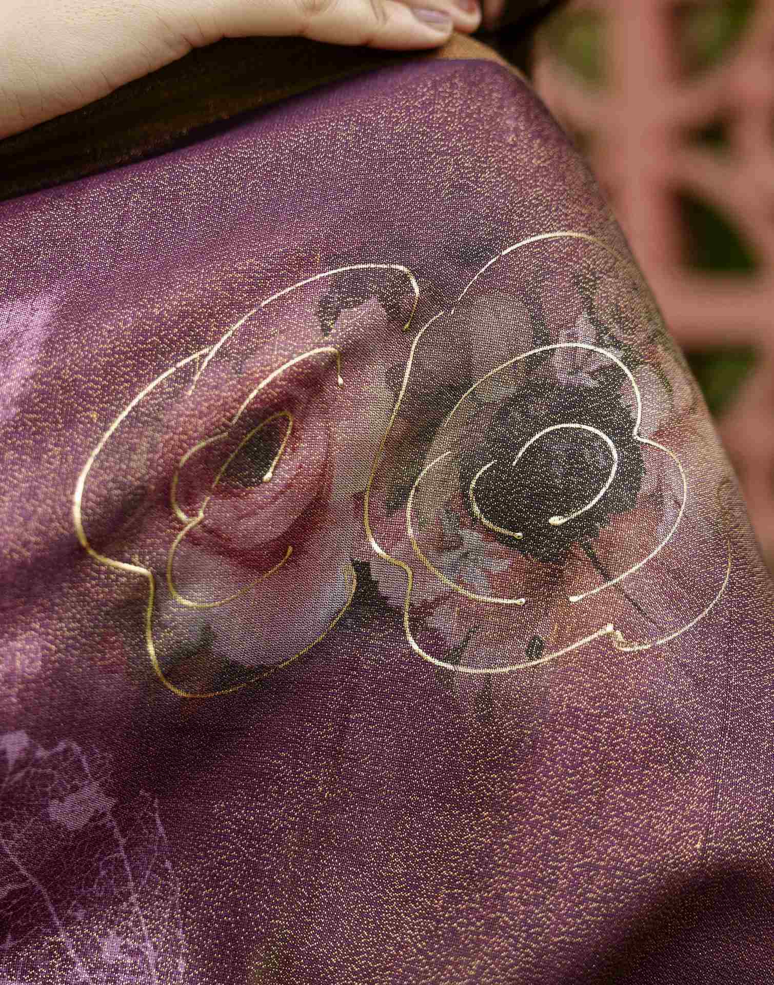 Dusty Wine Shimmer Floral Printed Saree