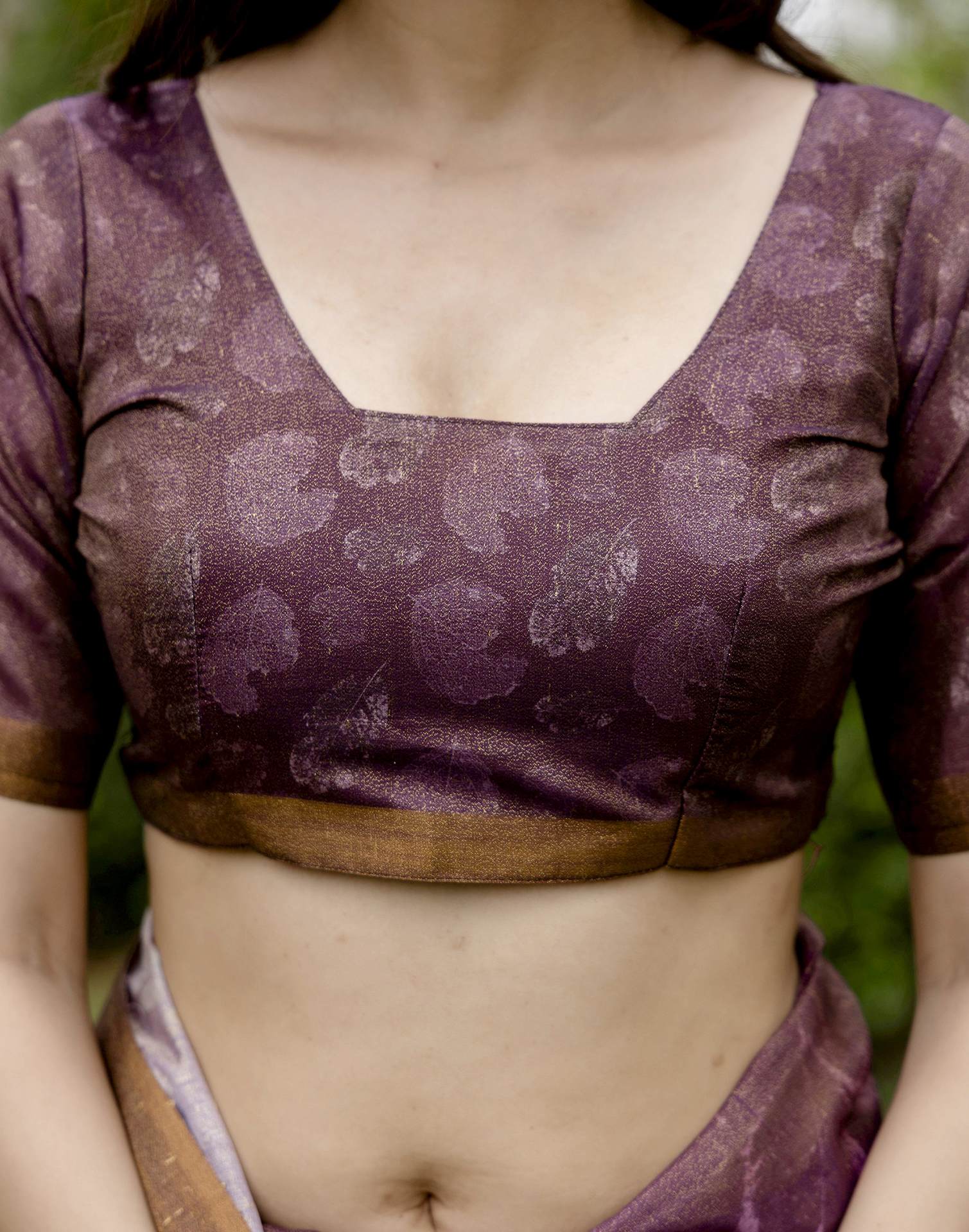 Dusty Wine Shimmer Floral Printed Saree