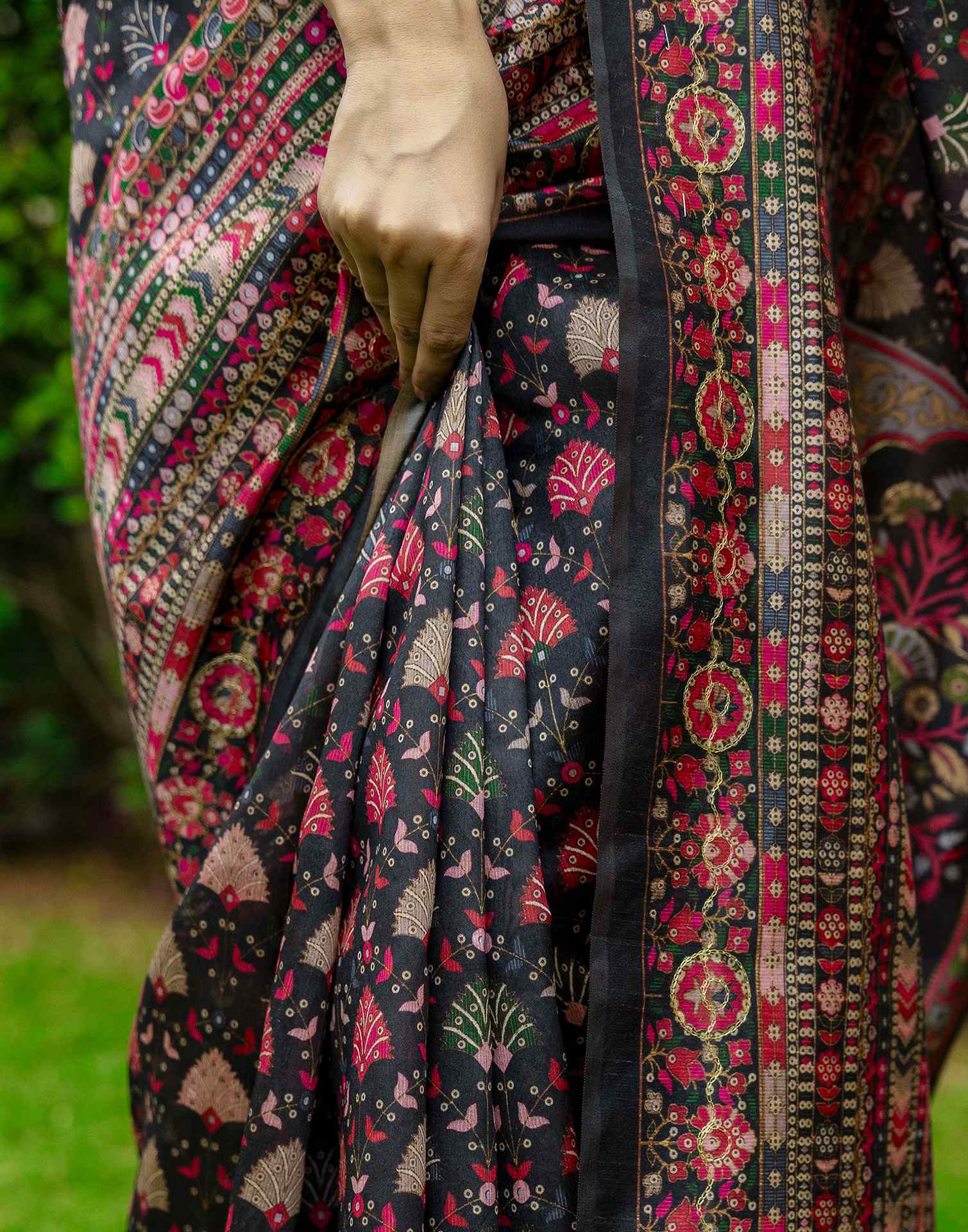 Black Silk Printed Saree