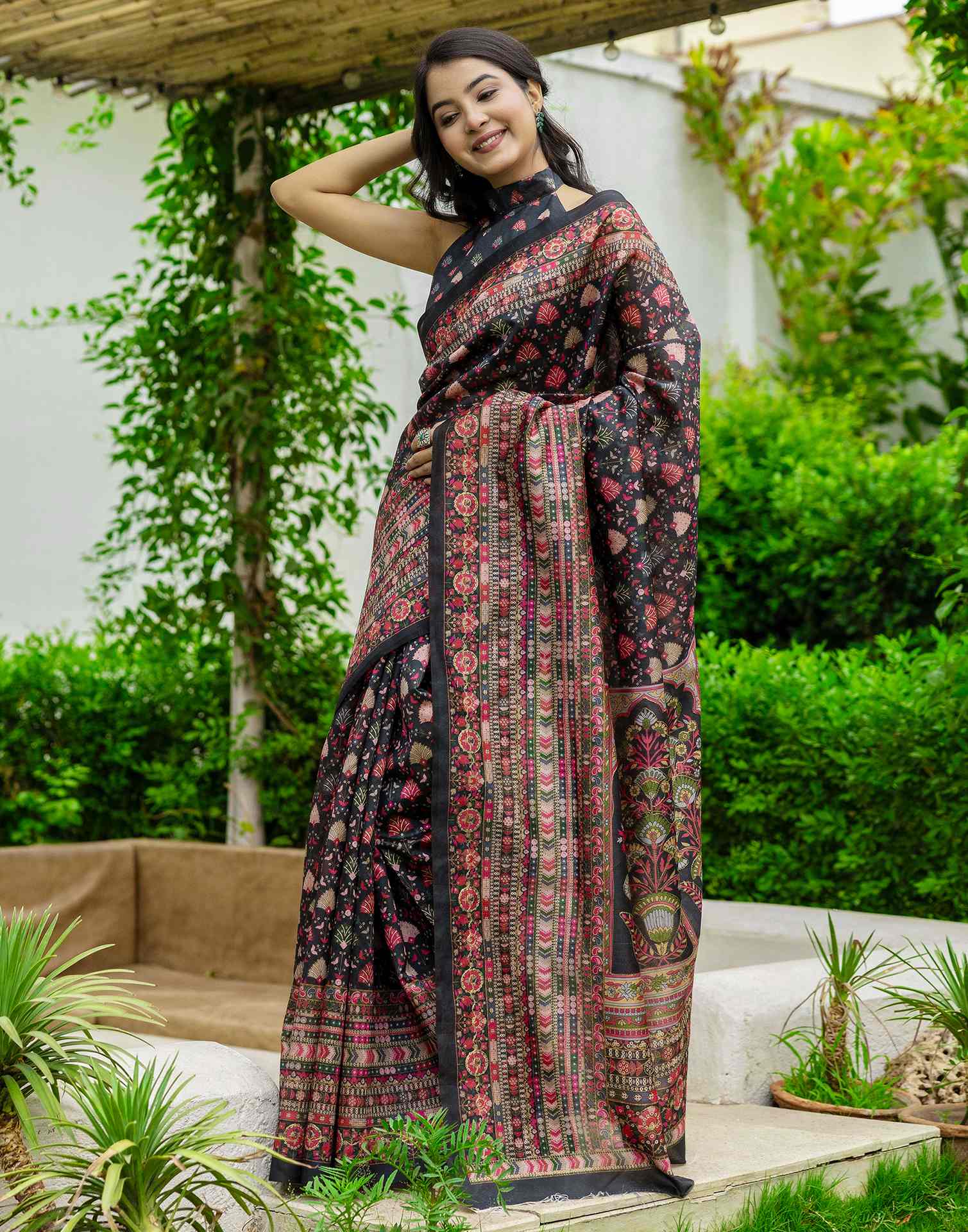 Black Silk Printed Saree