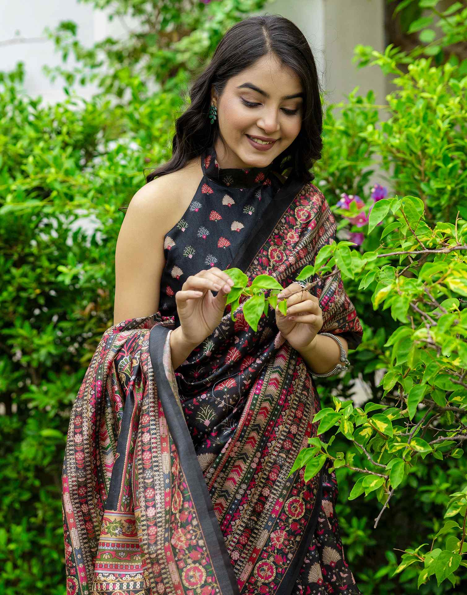 Black Silk Printed Saree