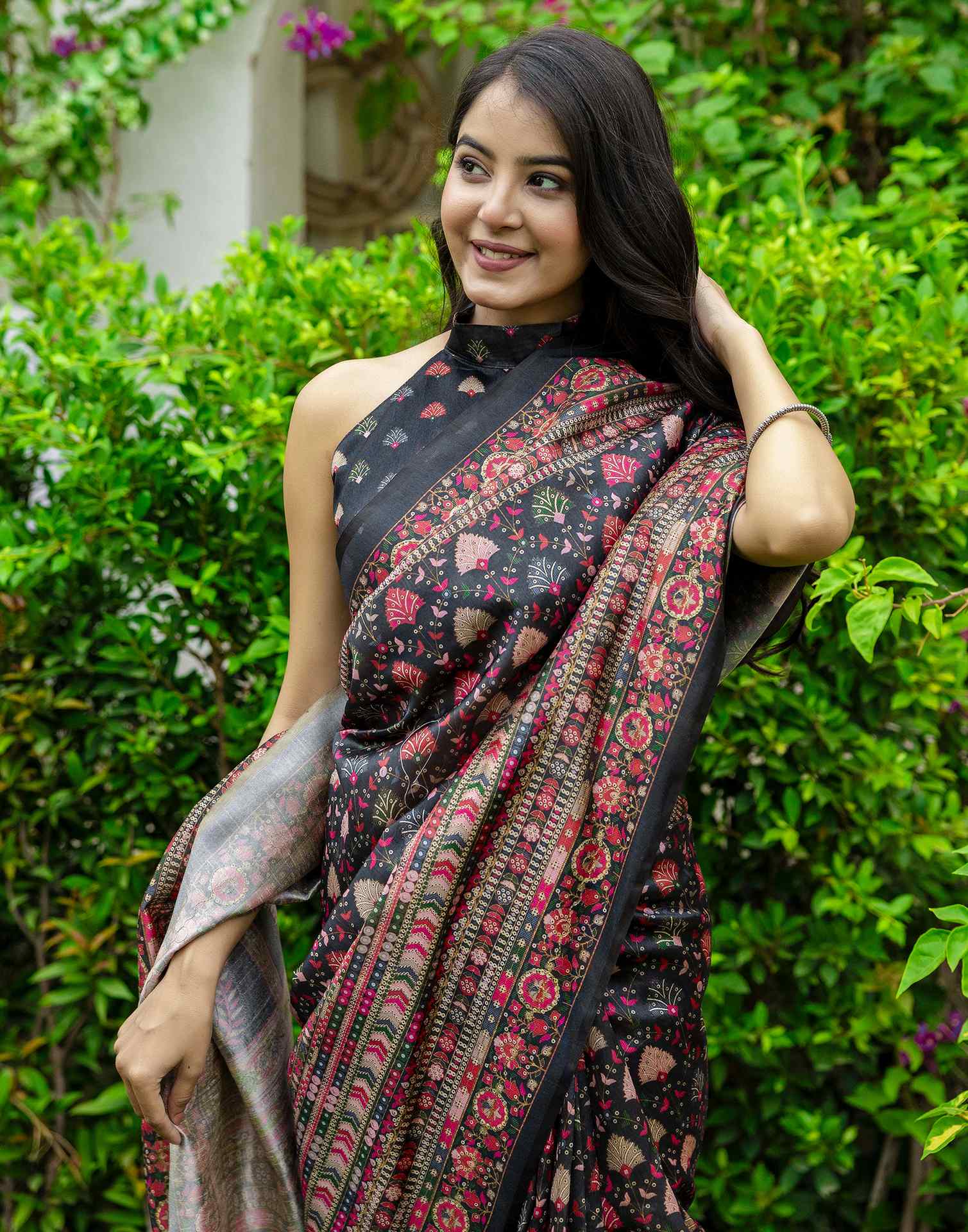 Black Silk Printed Saree