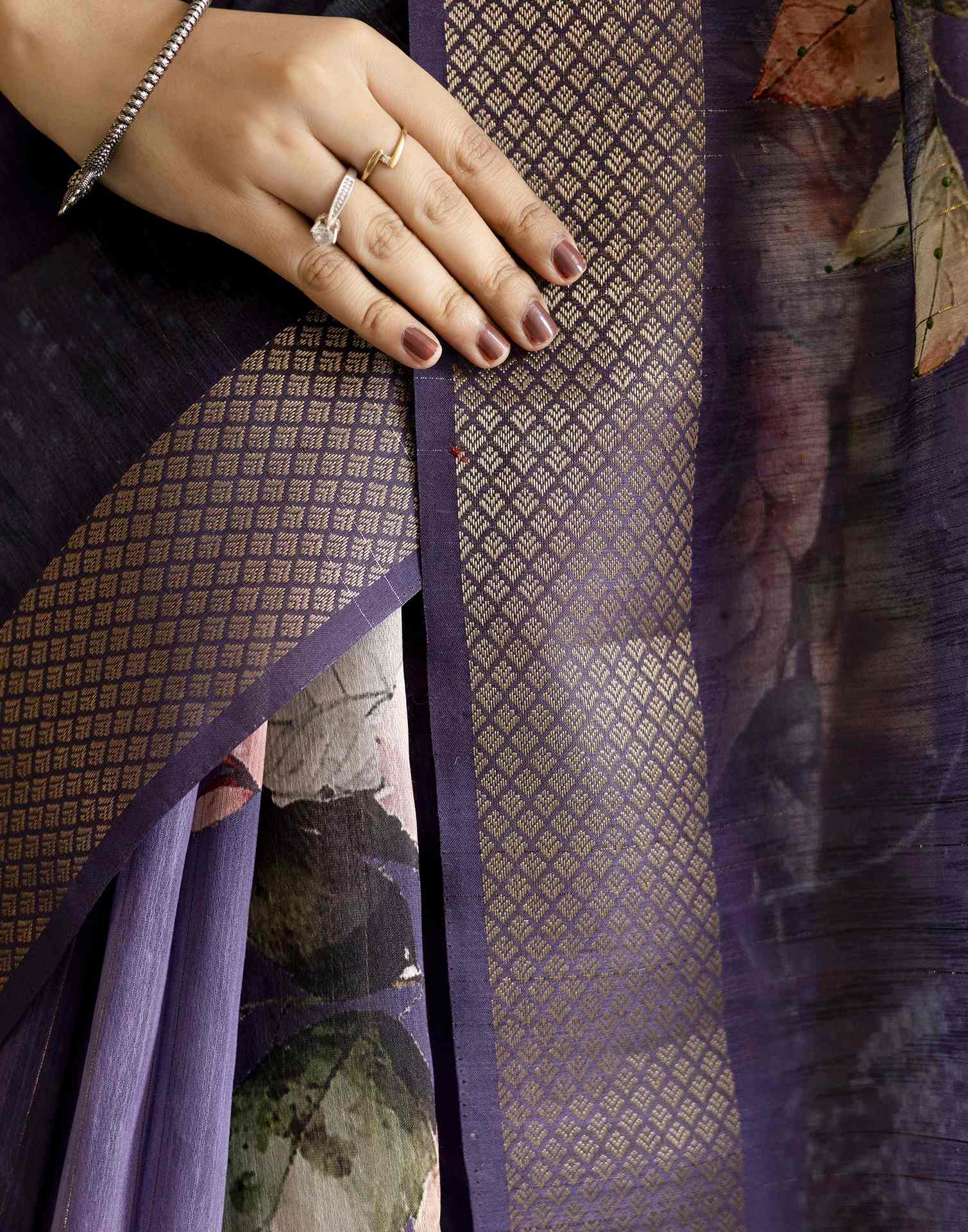 Dark PurPle Simmer Floral Printed Saree