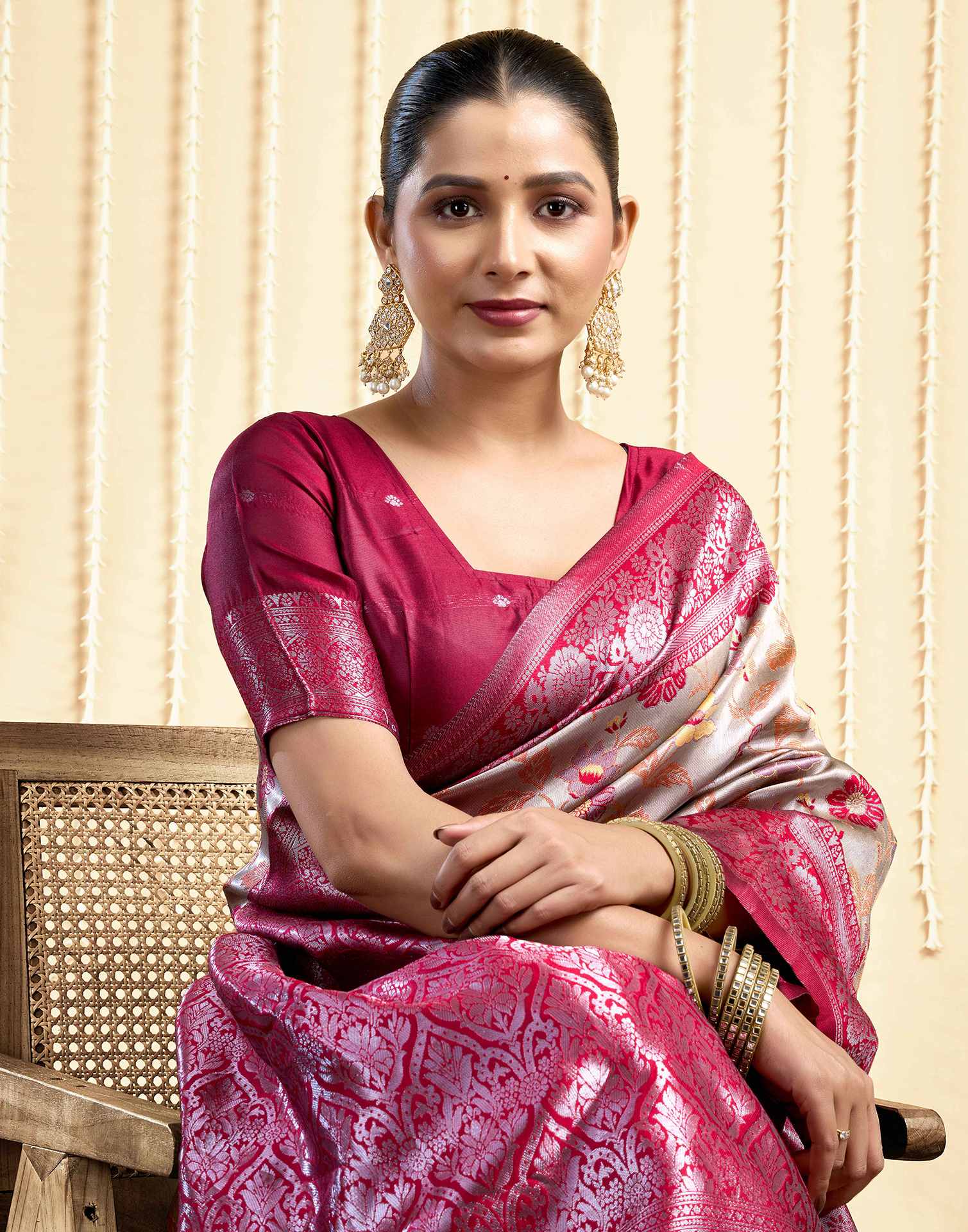 Dark Beige Silk Woven Saree