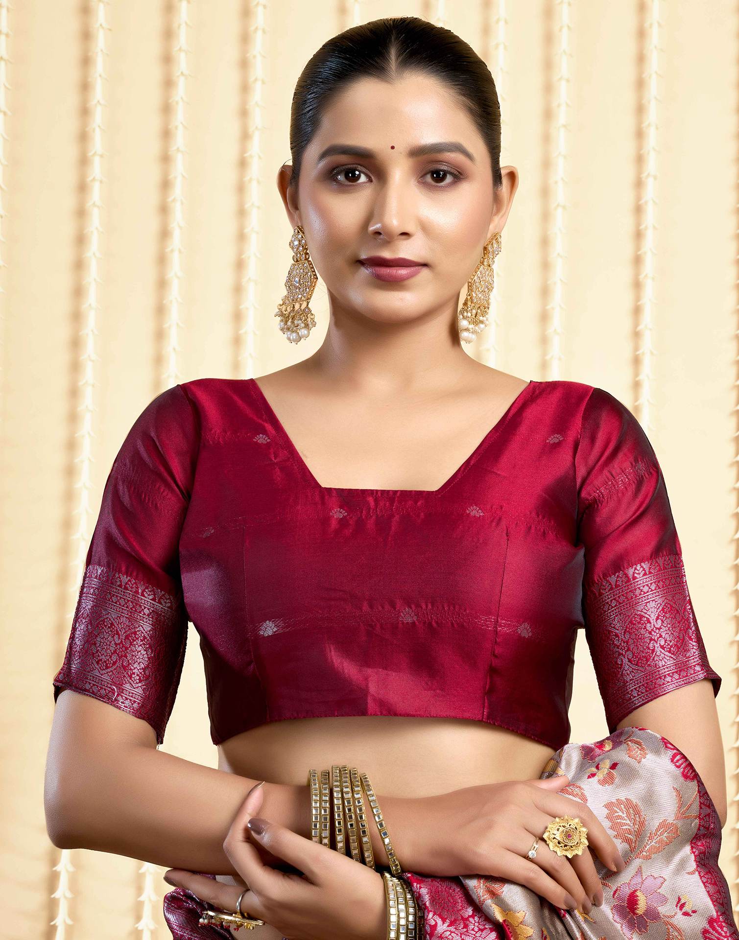 Dark Beige Silk Woven Saree