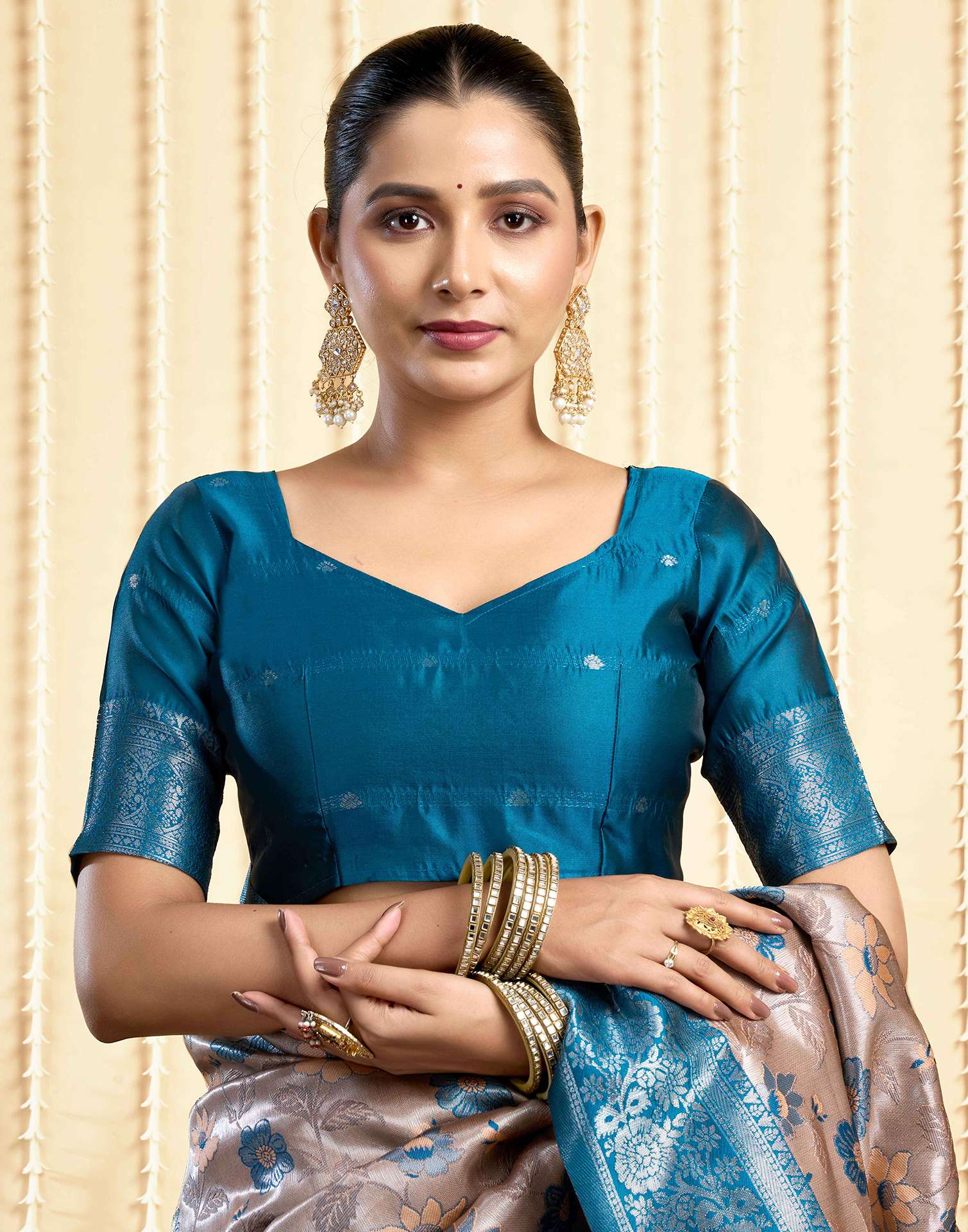 Dusty Beige Silk Woven Saree