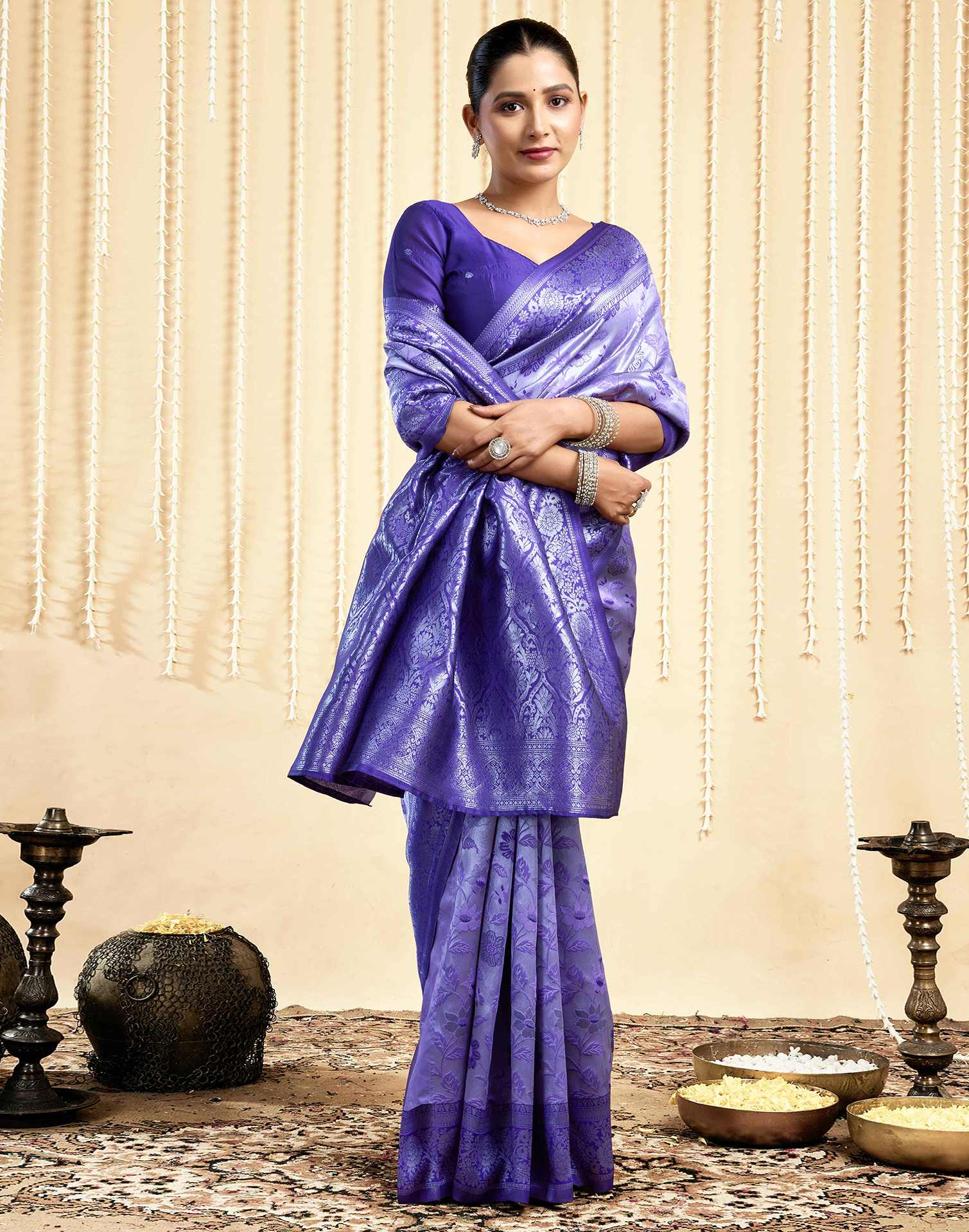 Violet Silk Woven Saree