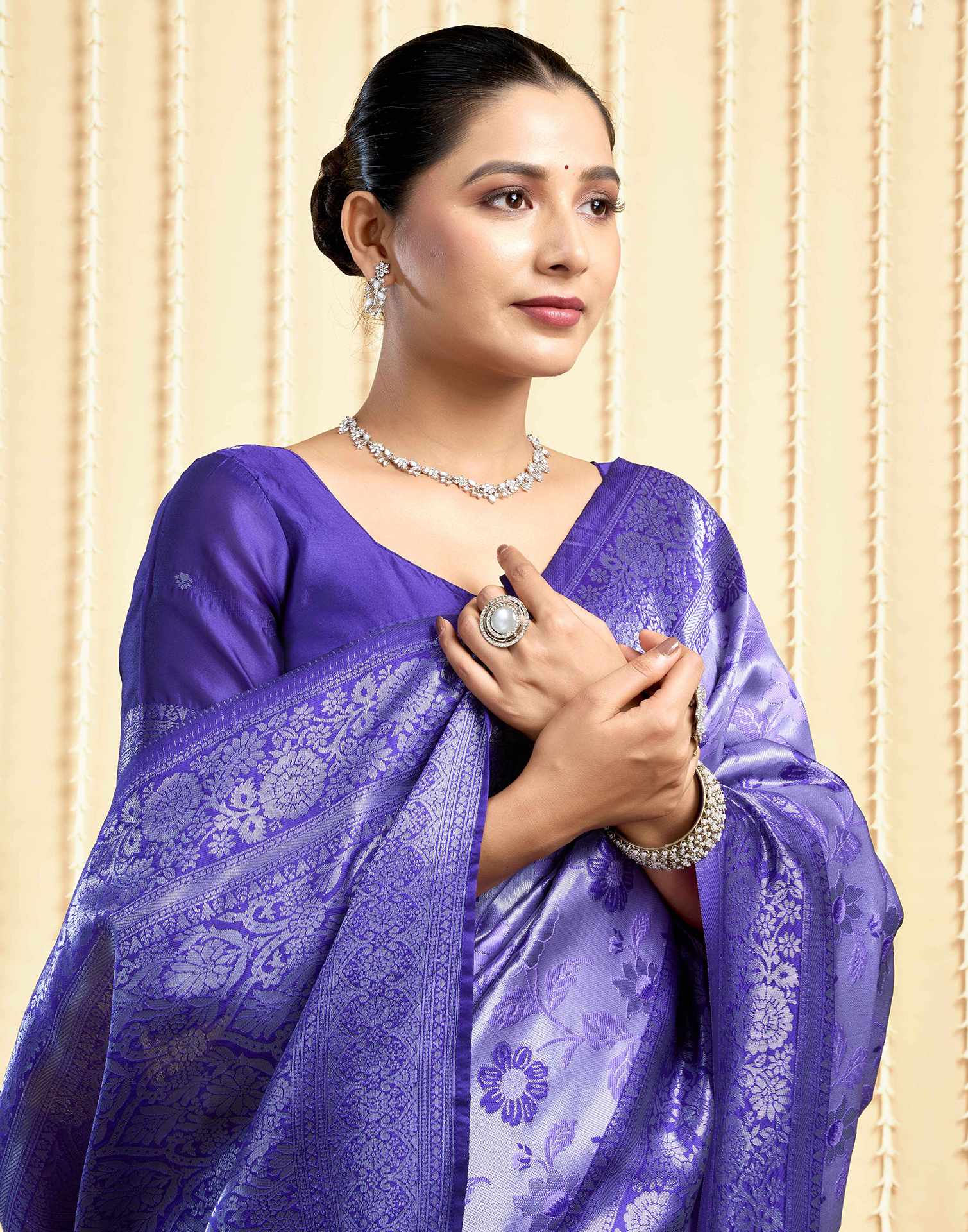 Violet Silk Woven Saree