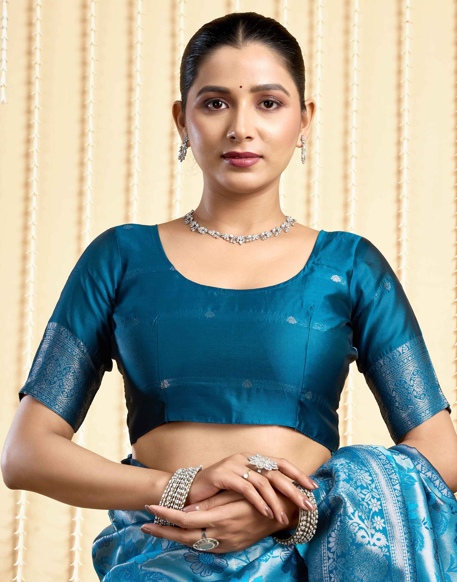 Turquoise Silk Woven Saree