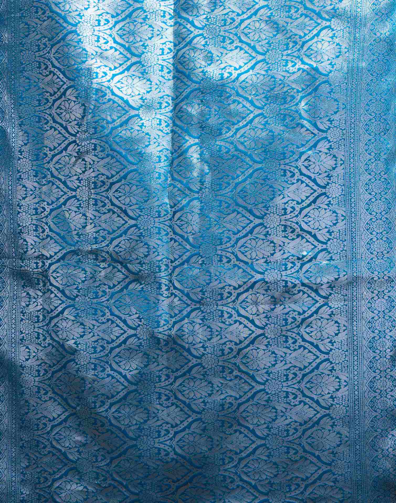 Turquoise Silk Woven Saree