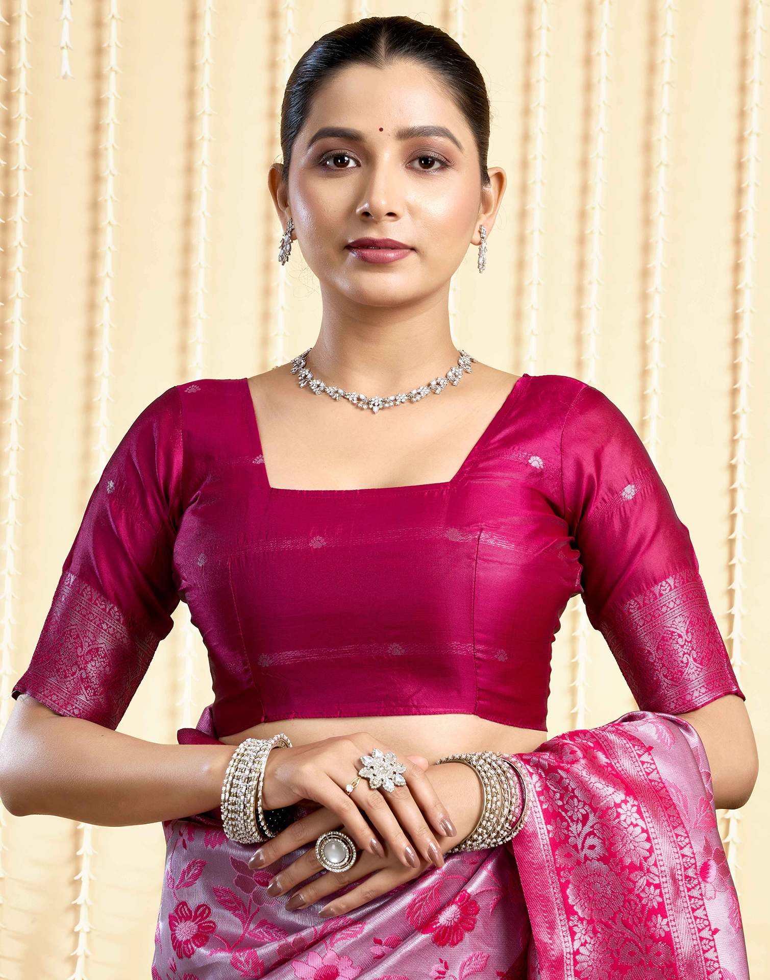 Rani Pink Silk Woven Saree