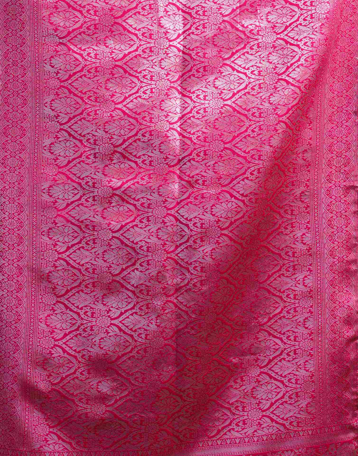 Rani Pink Silk Woven Saree