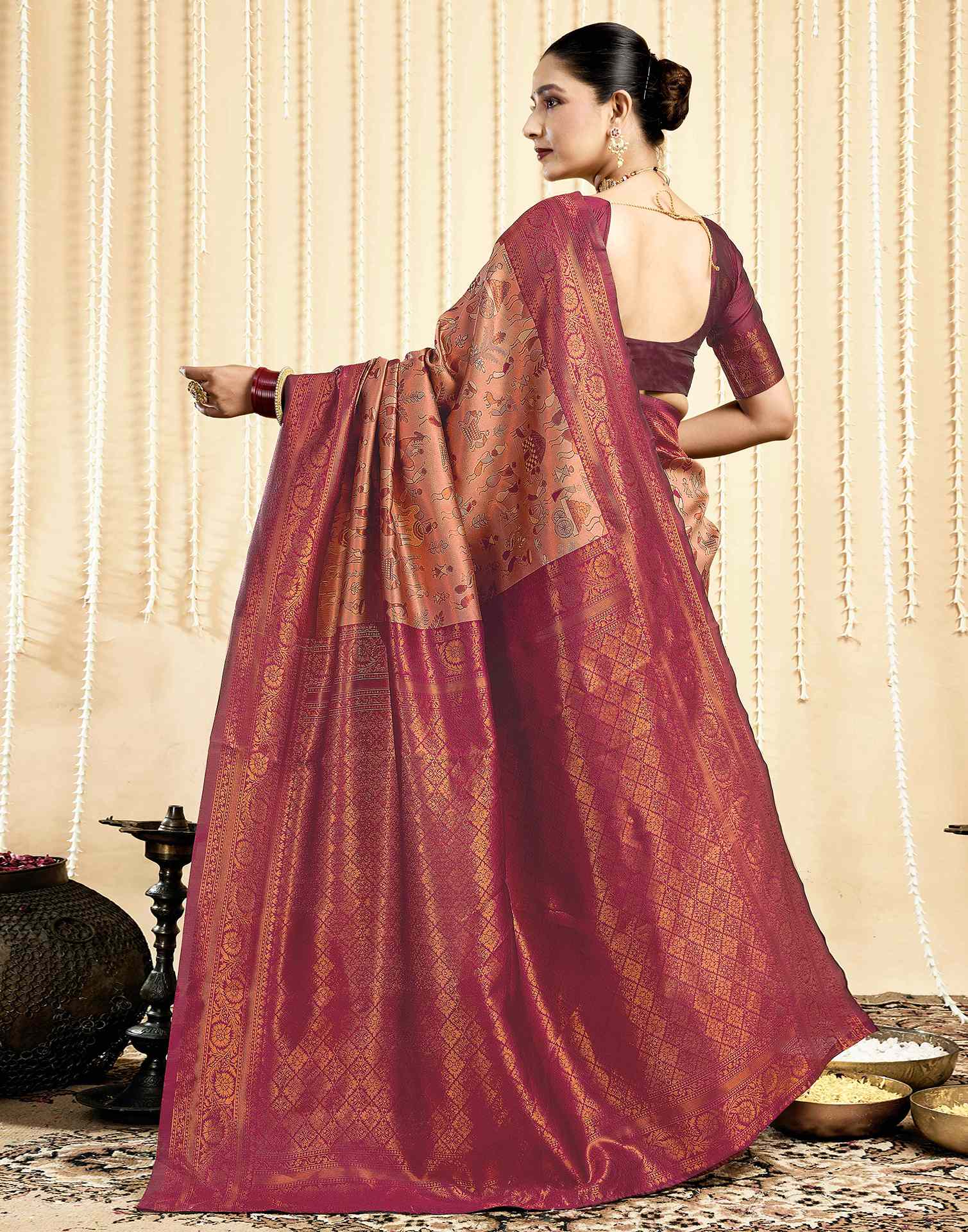 Light Brown Silk Woven Saree