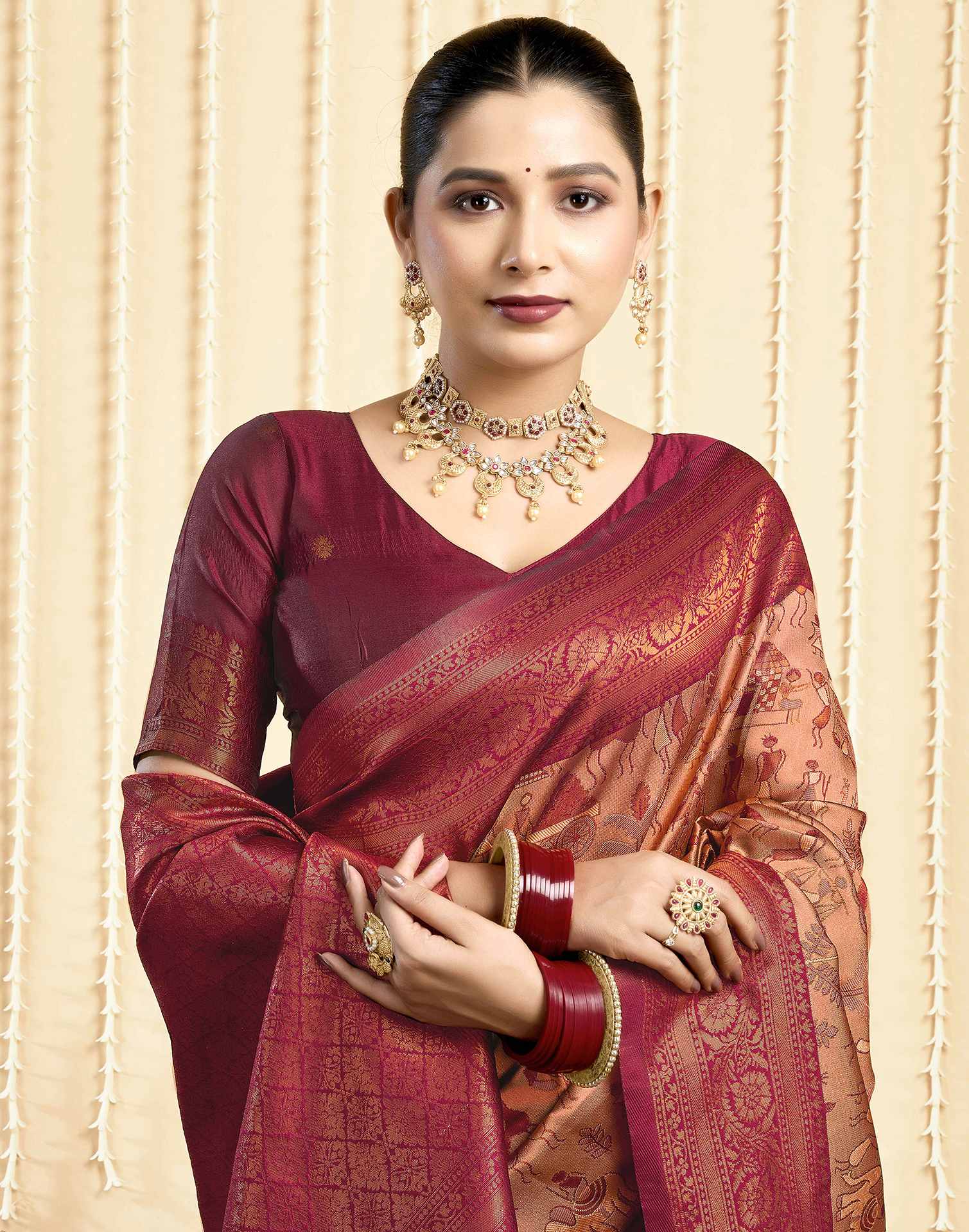 Light Brown Silk Woven Saree