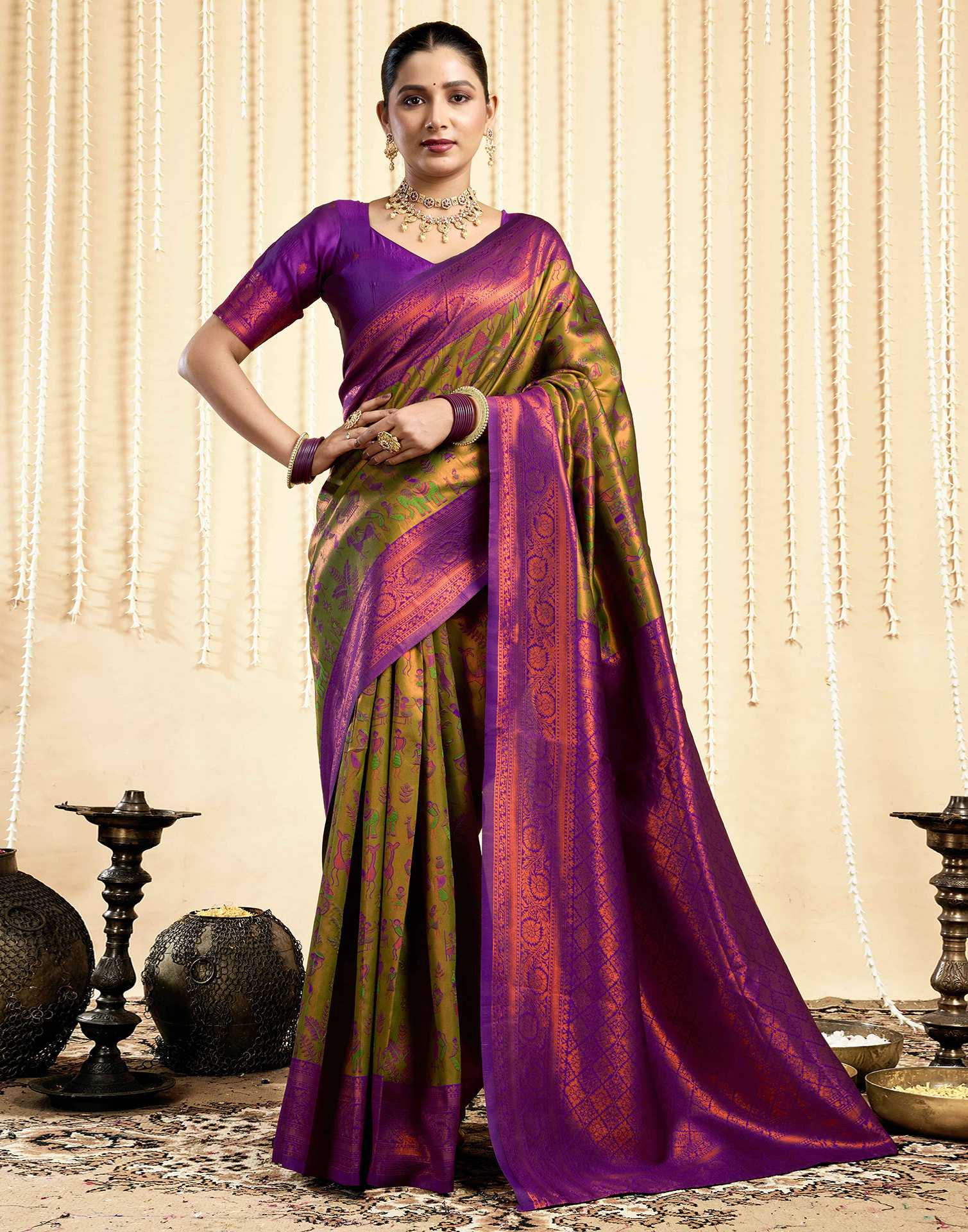 Green Silk Woven Saree