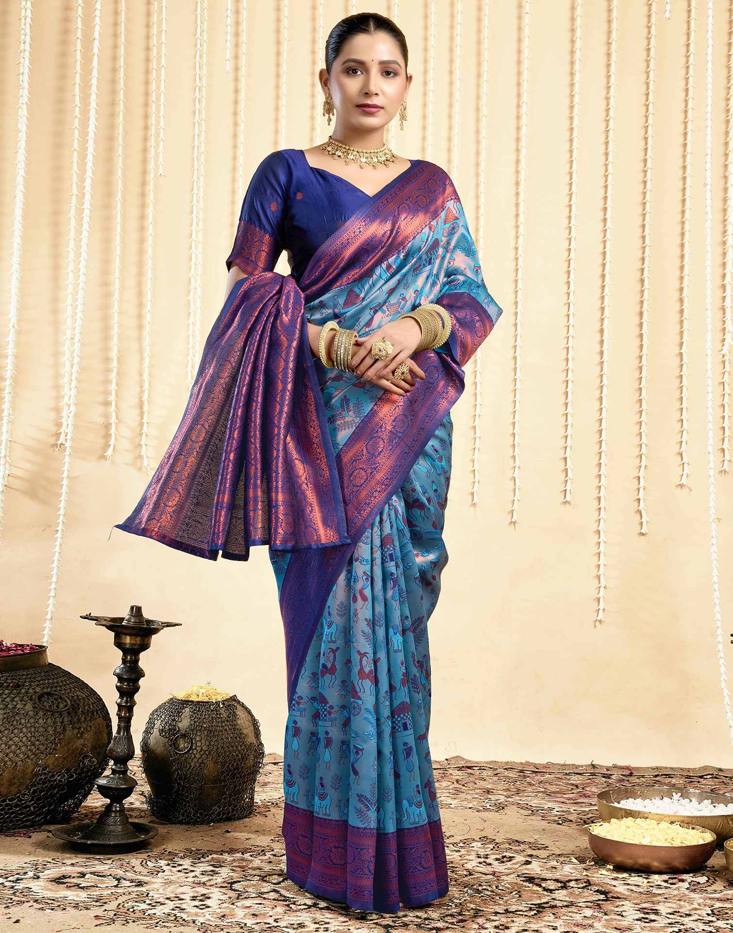 Light Blue Silk Woven Saree