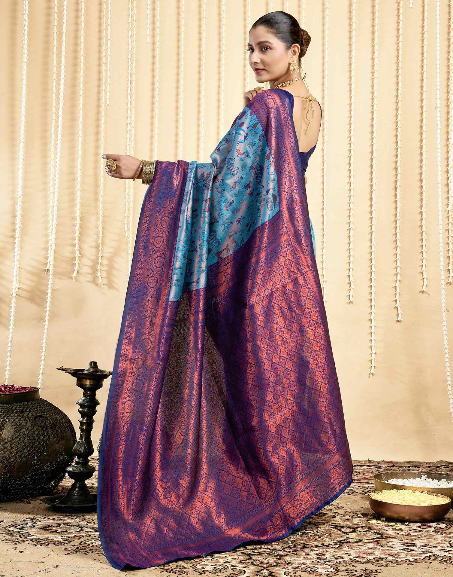 Light Blue Silk Woven Saree