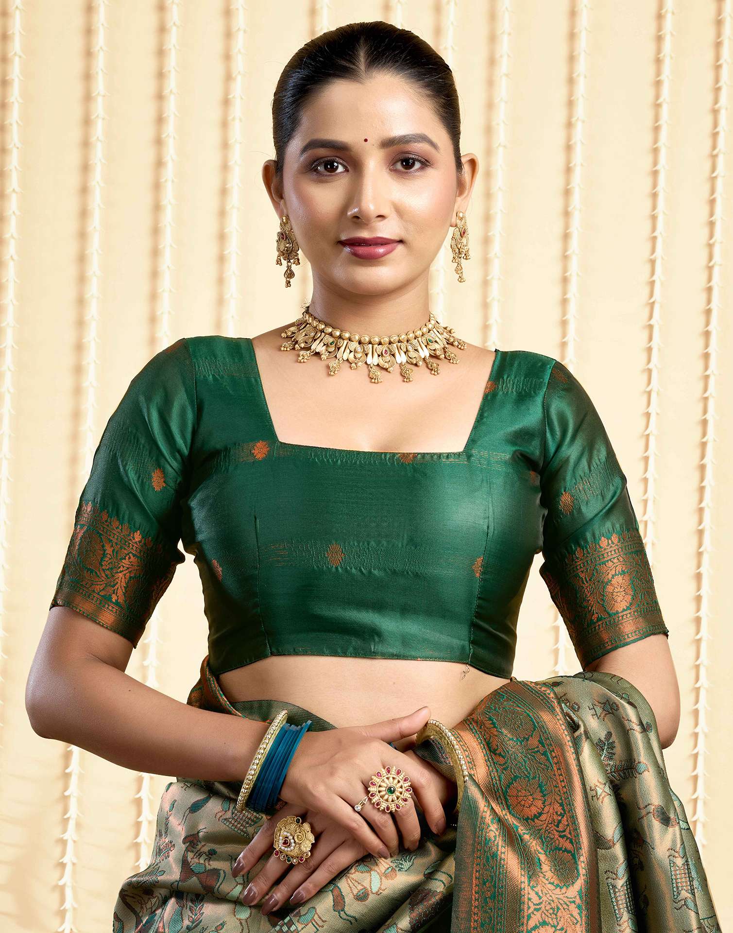 Pista Green Silk Woven Saree