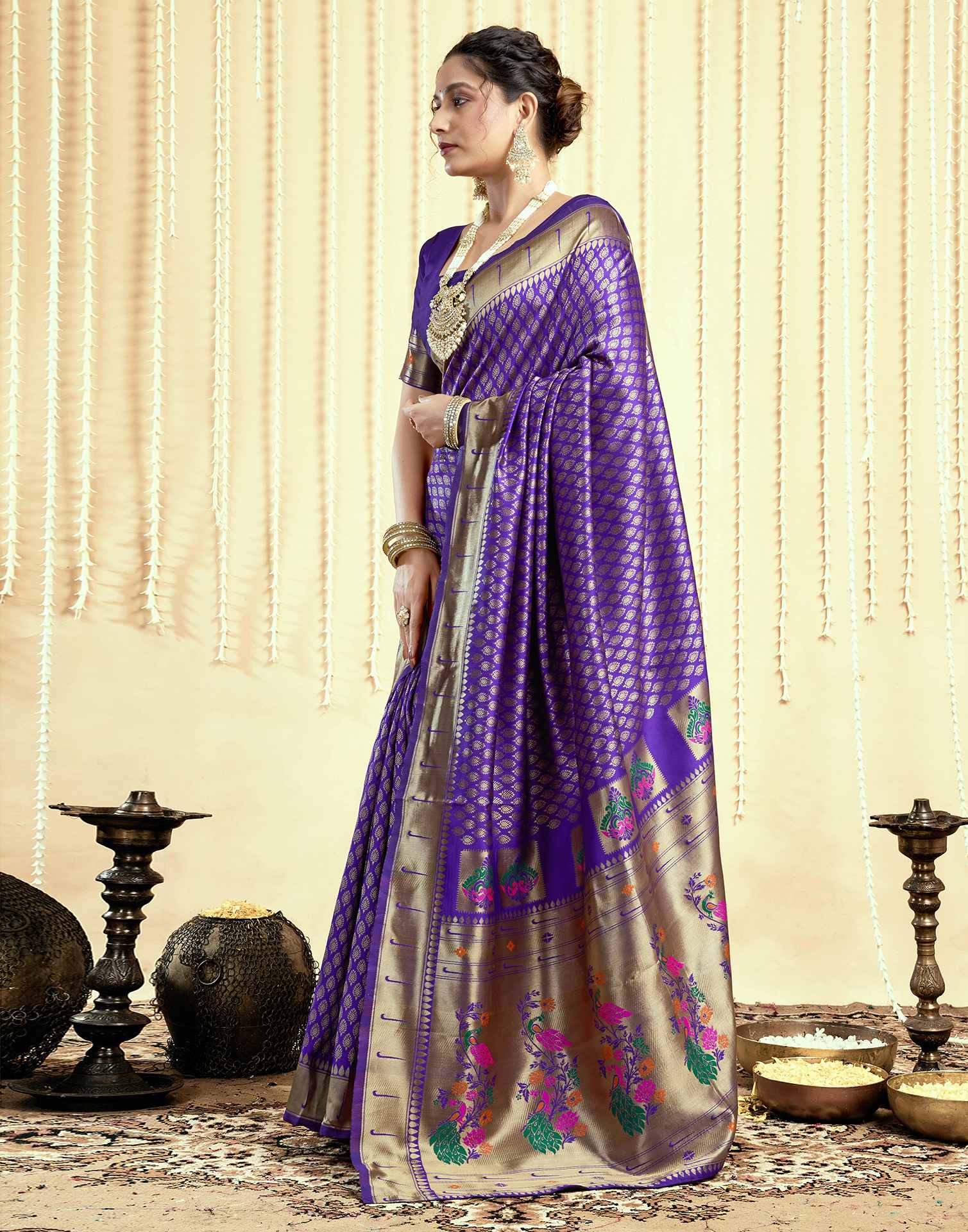 Royal Blue Silk Woven Paithani Saree