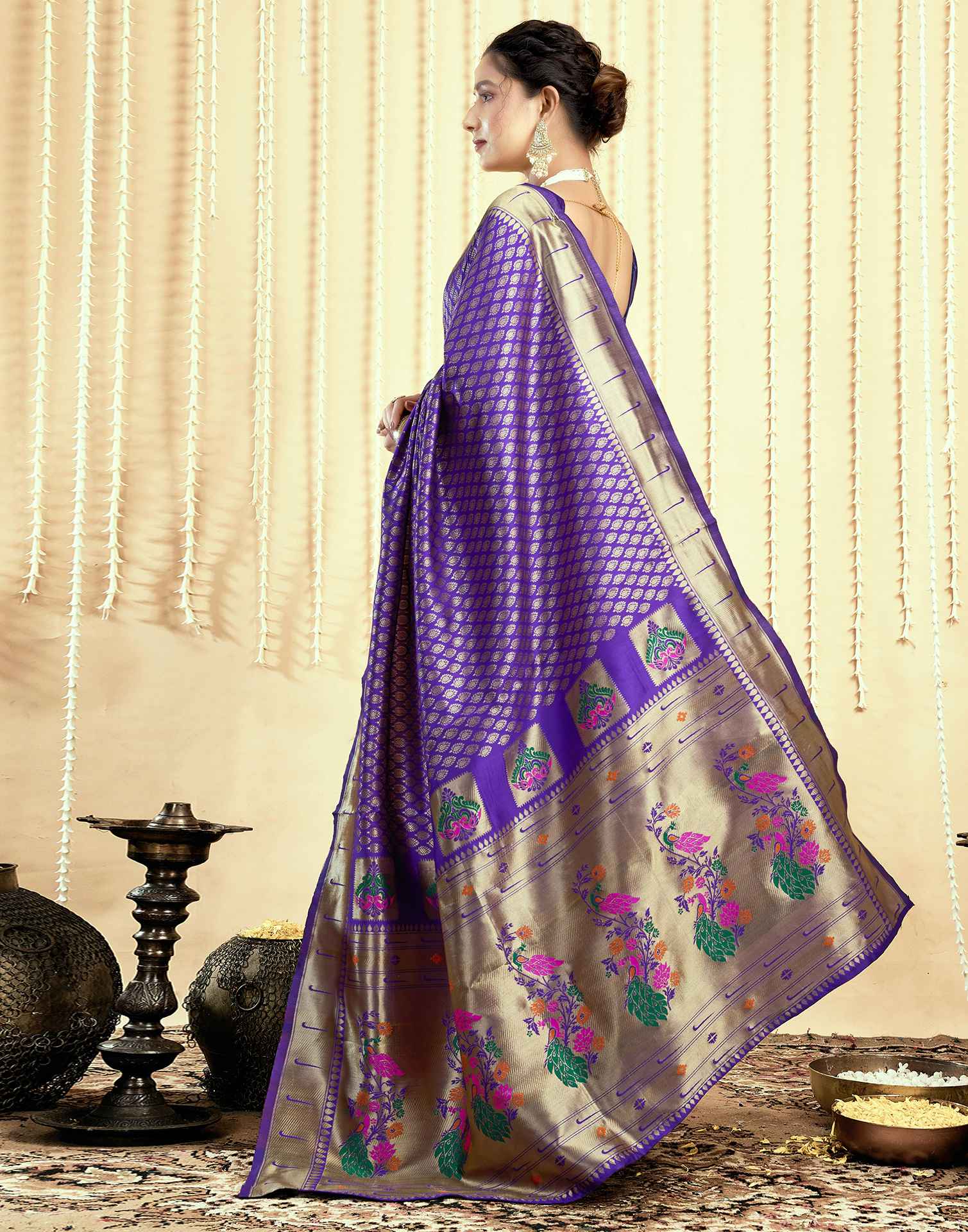 Royal Blue Silk Woven Paithani Saree
