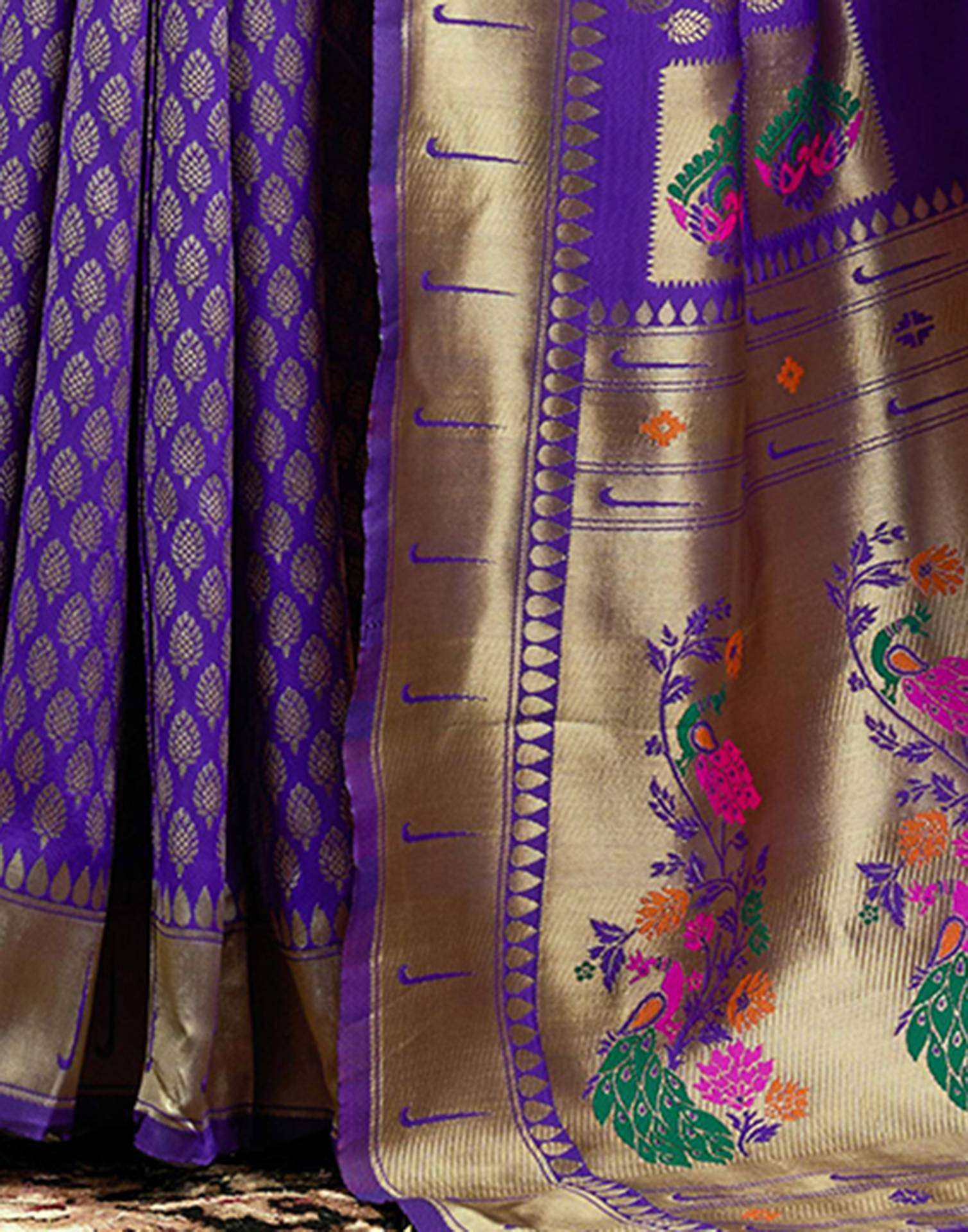 Royal Blue Silk Woven Paithani Saree