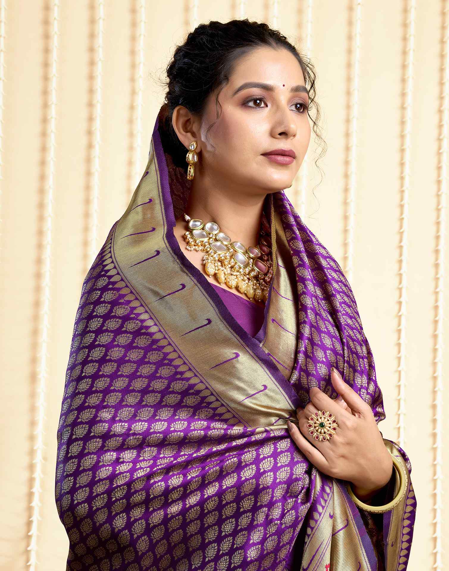 Dark Violet Silk Woven Paithani Saree