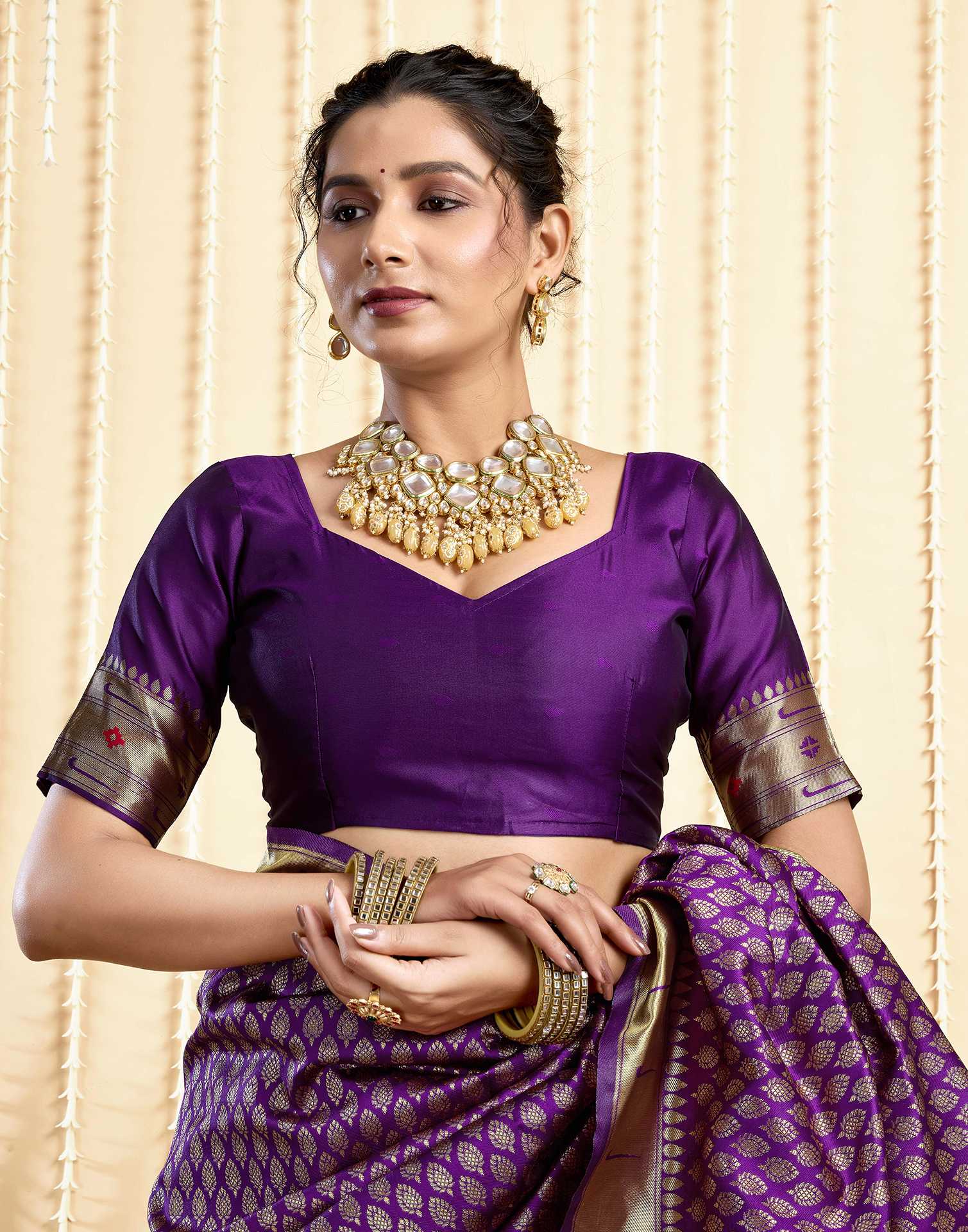 Dark Violet Silk Woven Paithani Saree