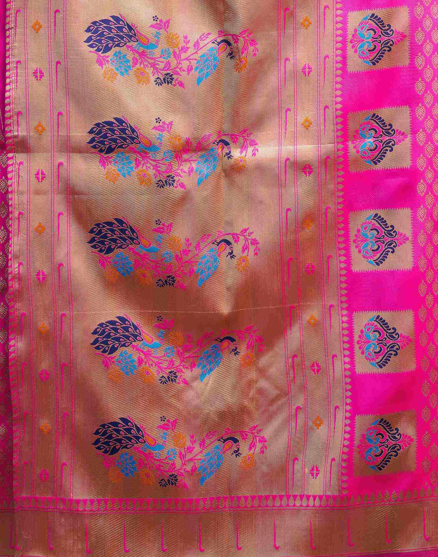 Bright Pink Silk Woven Paithani Saree