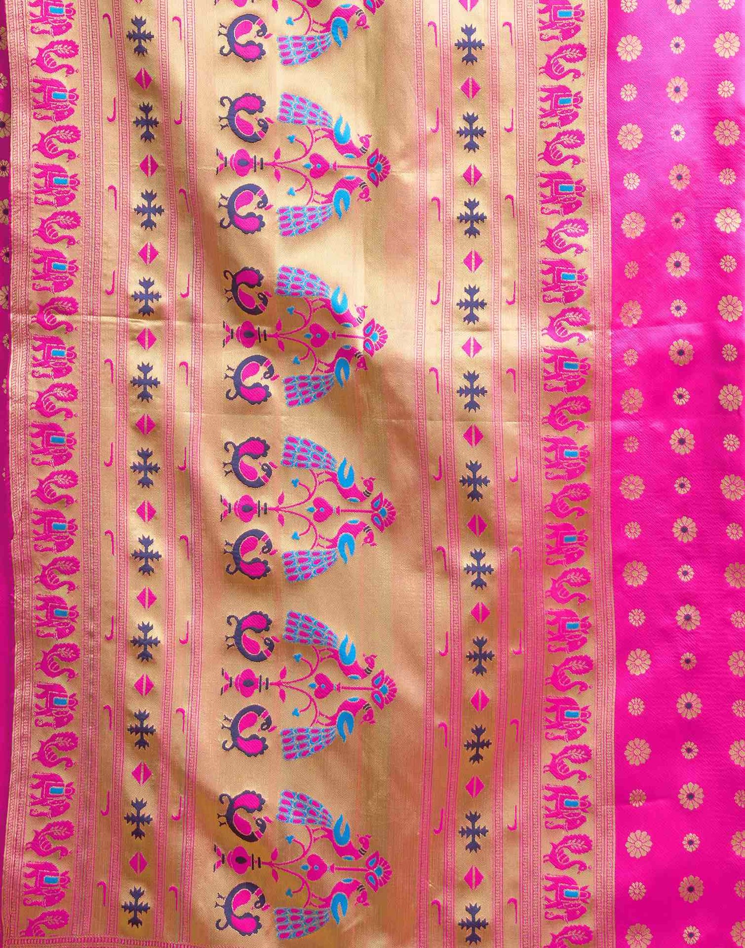 Bright Pink Silk Woven Paithani Saree