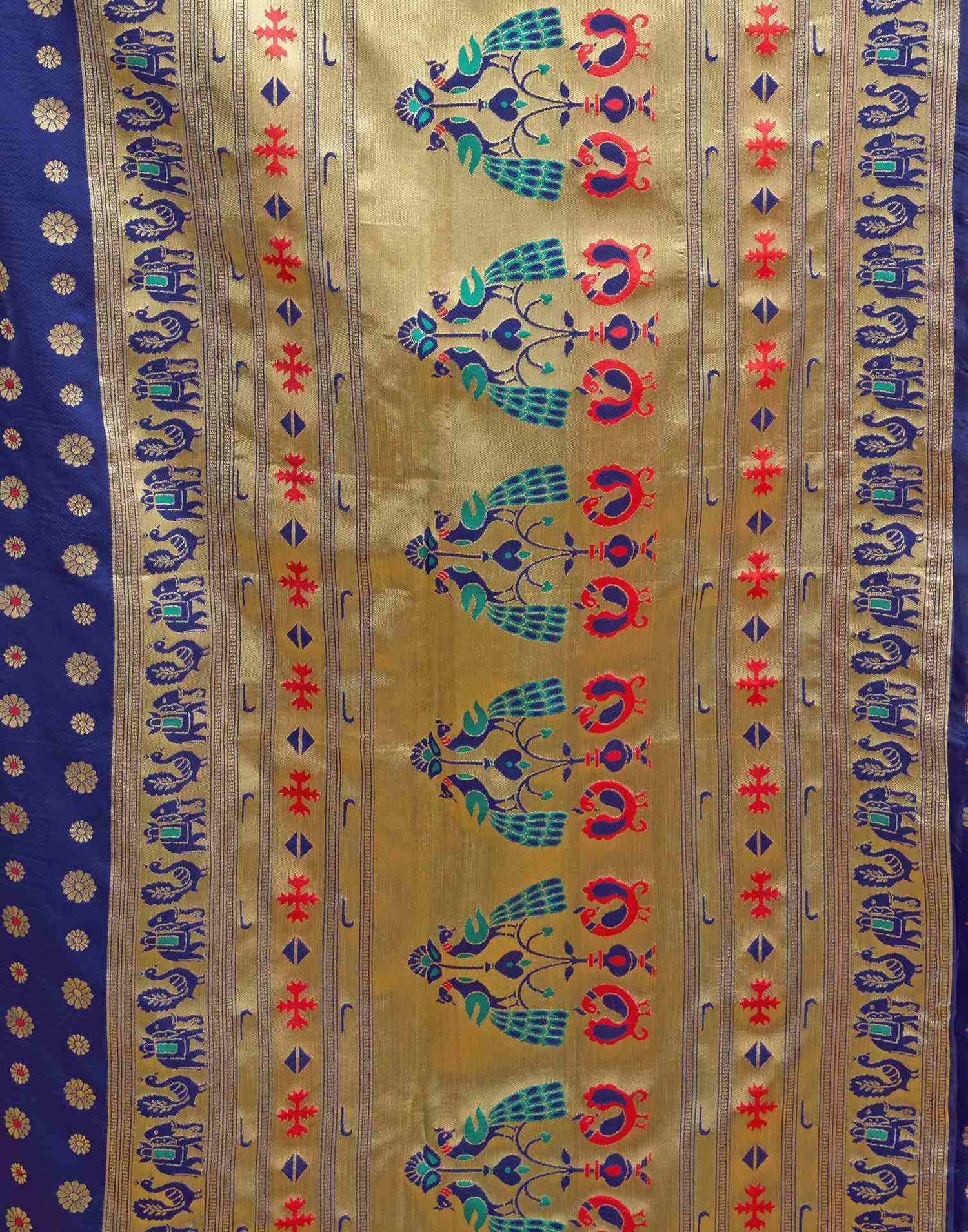 Navy Blue Silk Woven Paithani Saree