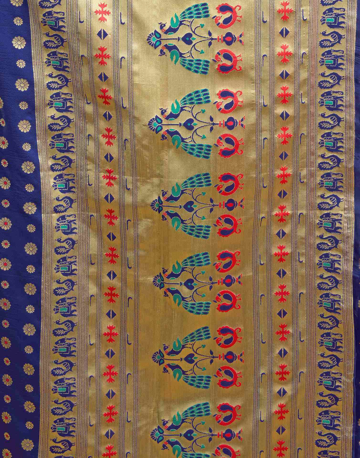 Navy Blue Silk Woven Paithani Saree