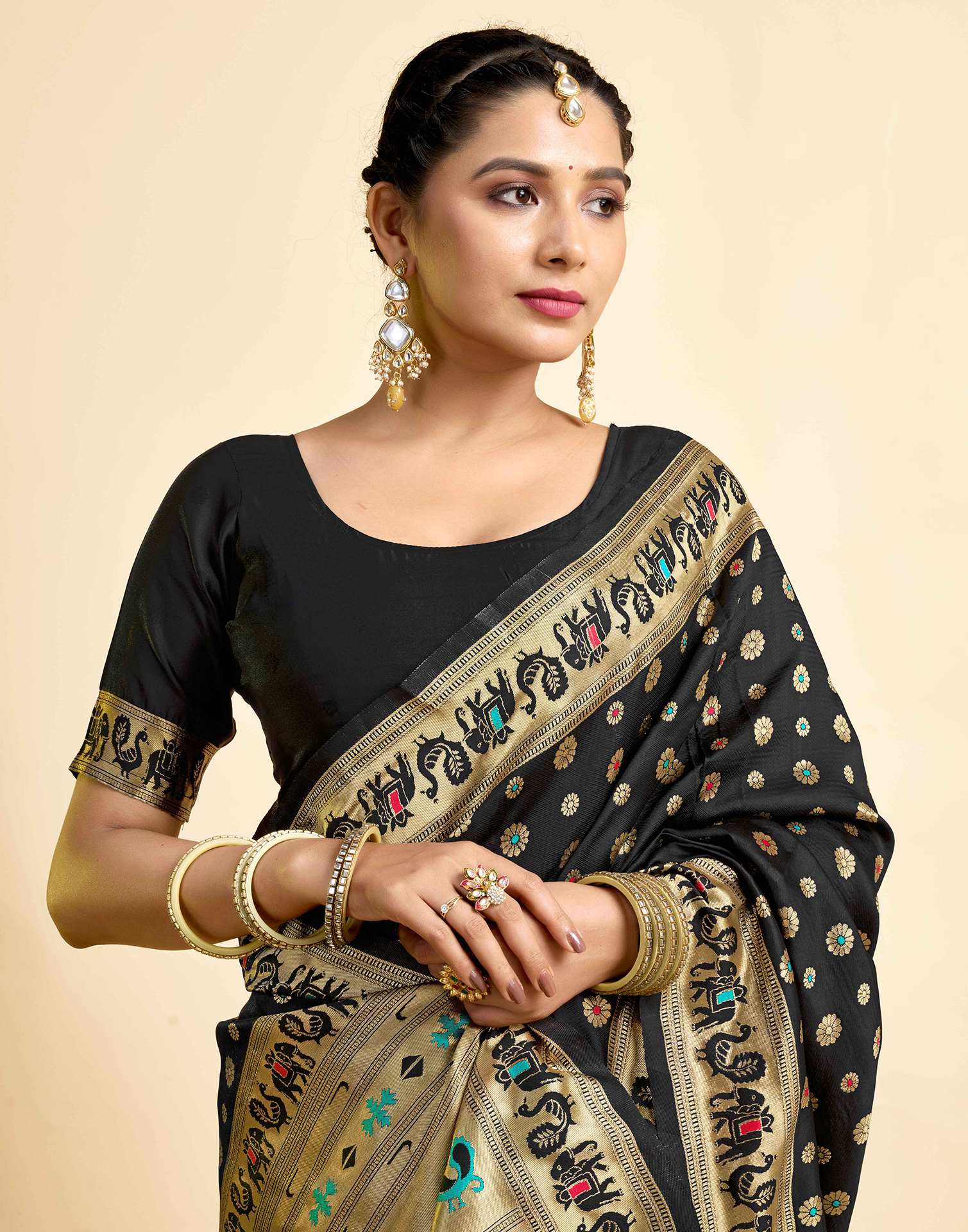 Black Silk Woven Paithani Saree